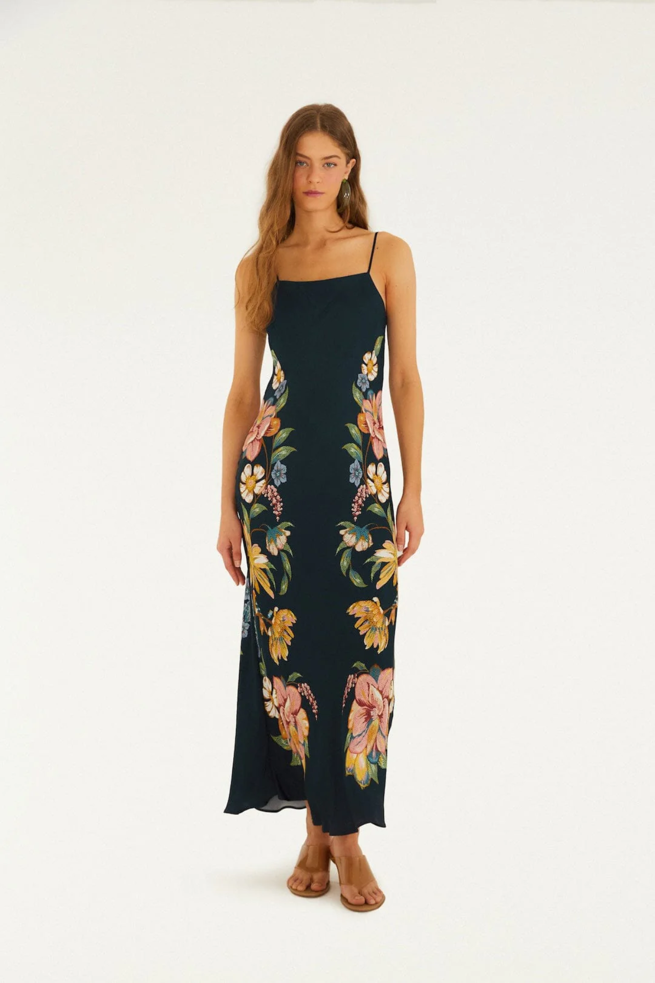 Farm Rio Maira Floral Dark Blue Maxi Dress