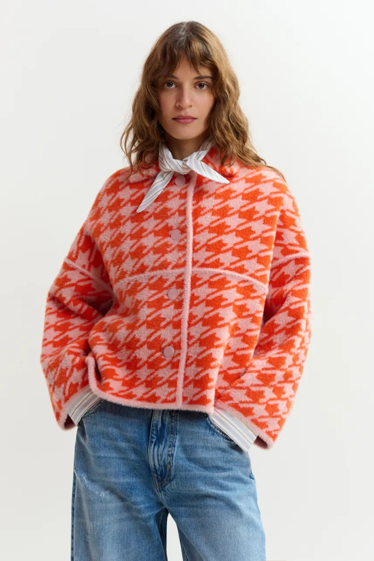 Houndstooth Knit Cardigan