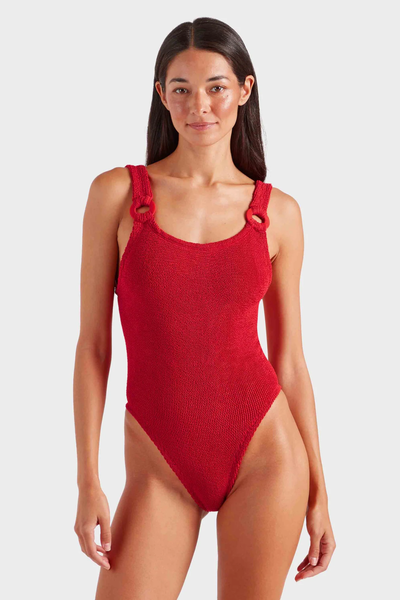 Hunza G Domino Swim With Hoops Red