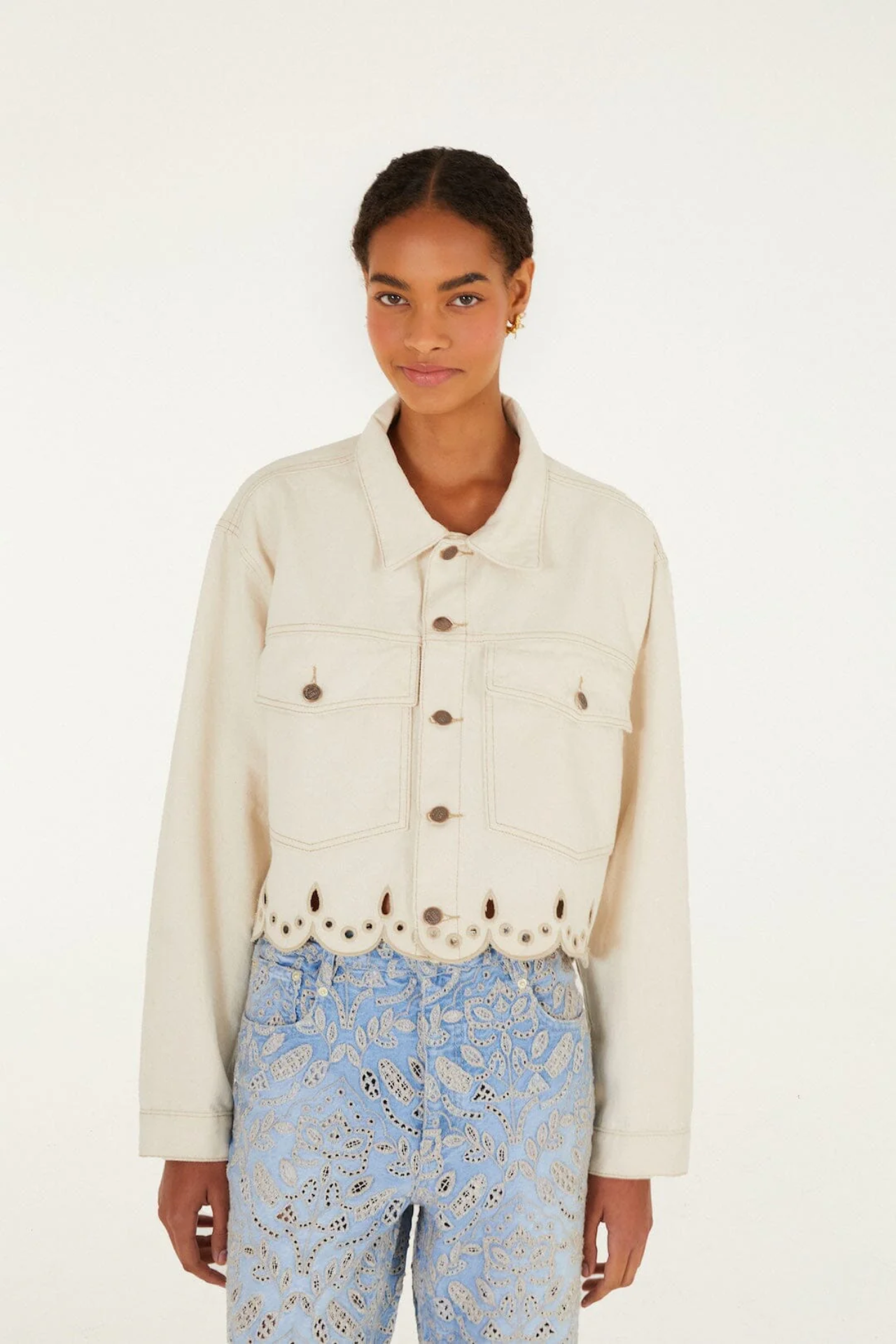 Farm Rio Canva Richelieu Jacket Off-White