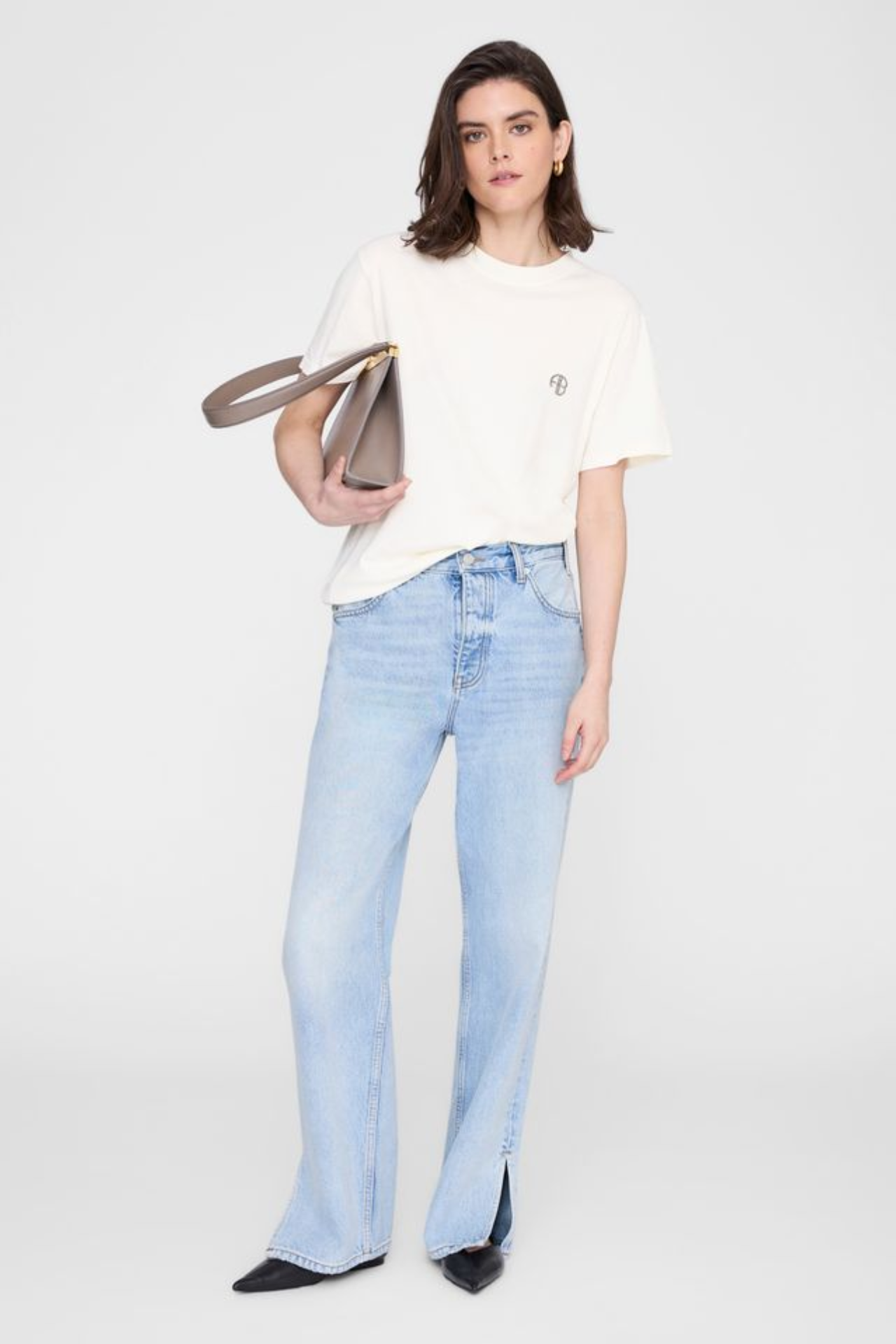 Anine Bing Wagner Tee Soft Stencil Cream