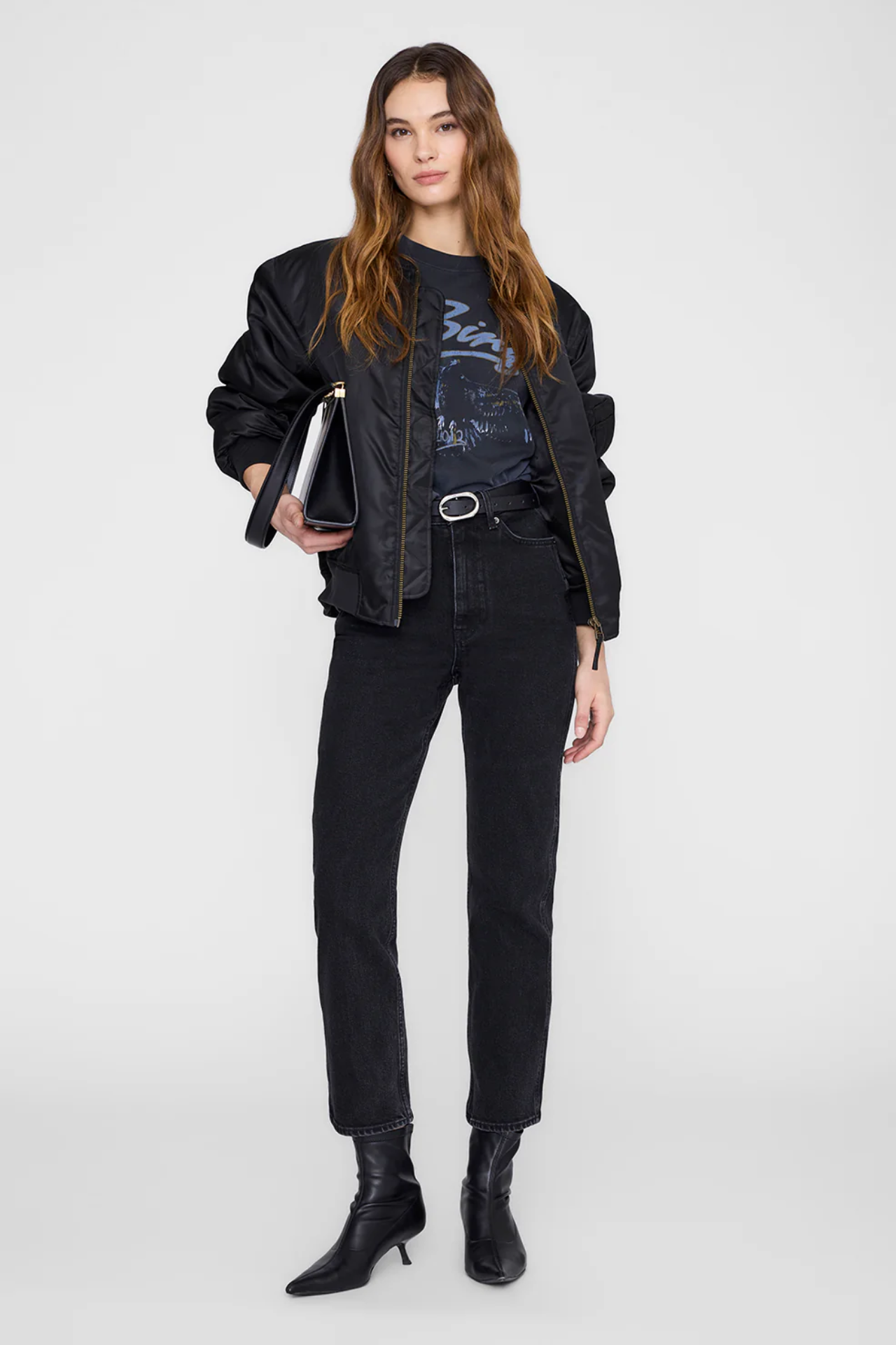 Anine Bing Kent Eagle Tee Washed Black