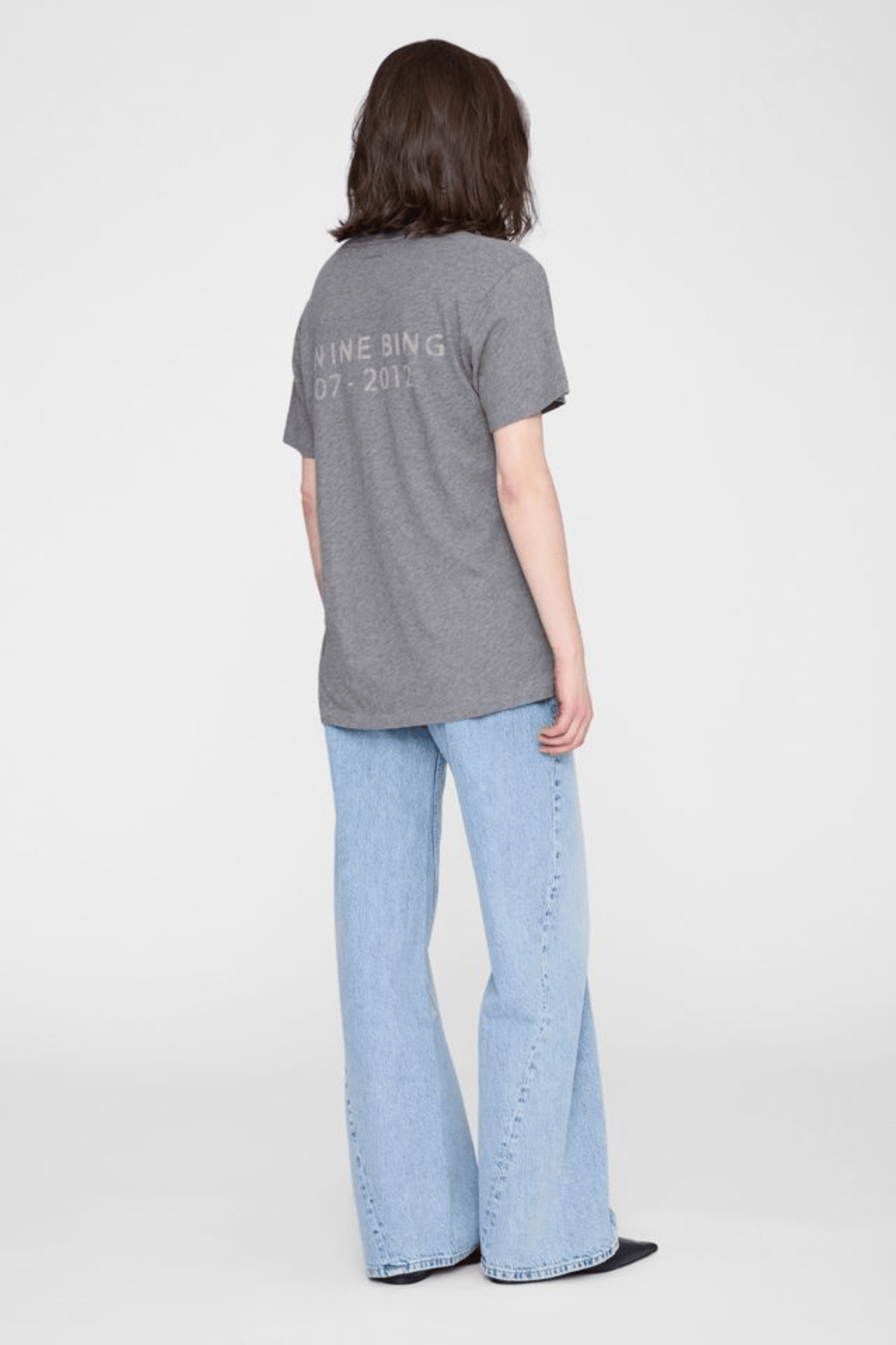 Anine Bing Wagner Tee Soft Stencil Dark Grey Melange