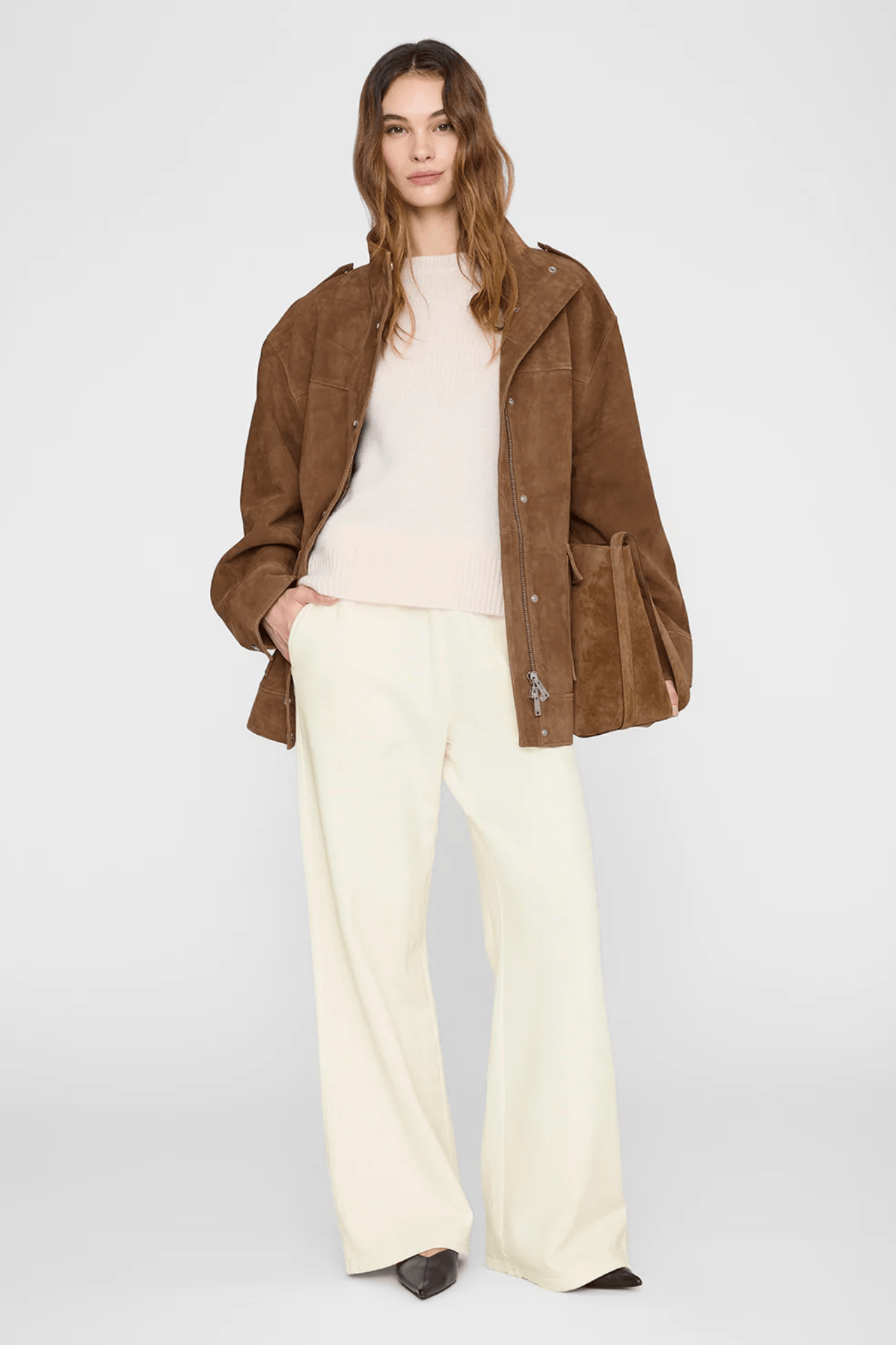 Anine Bing Kacey Sweatpant Monogram Cream