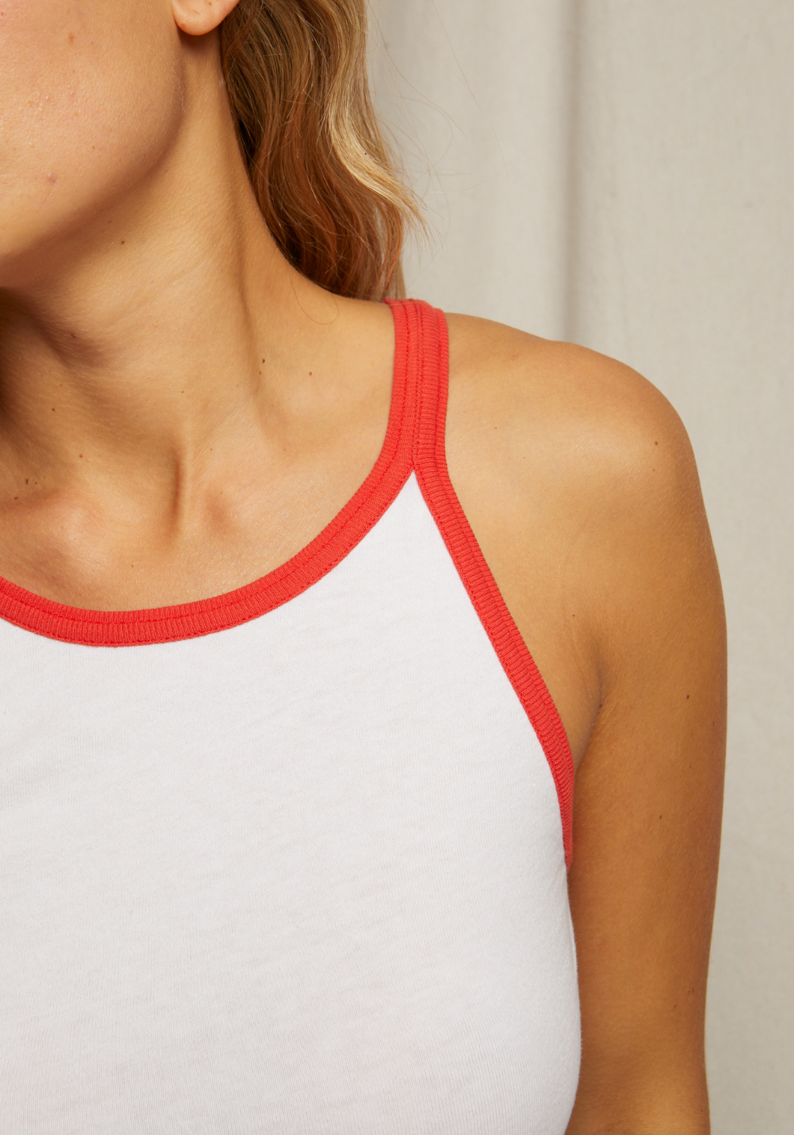 Shae Tank Bright Ivory & Poppy Red