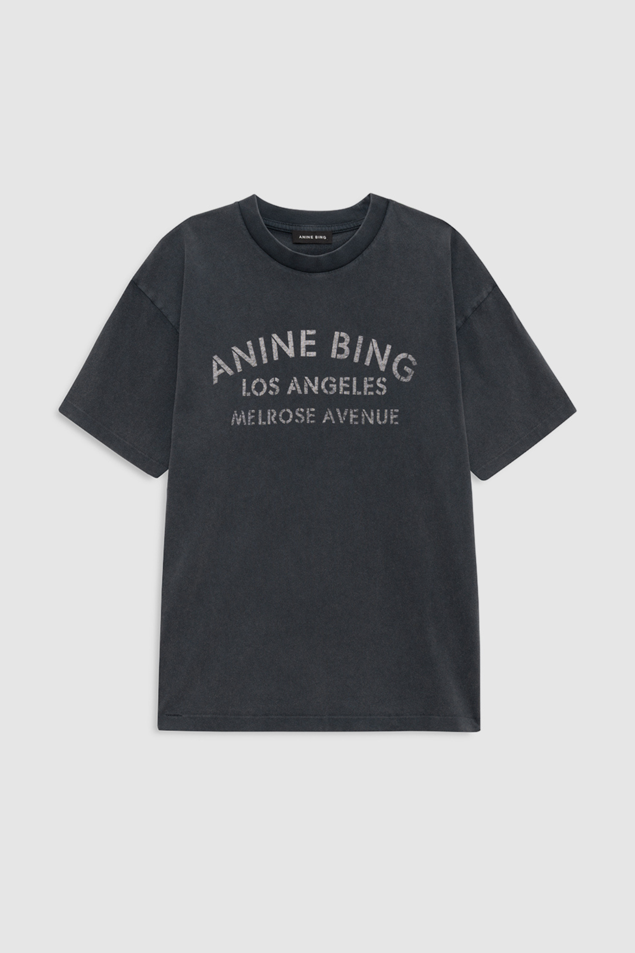 Anine Bing Cade Tee Melrose Stencil Washed Black