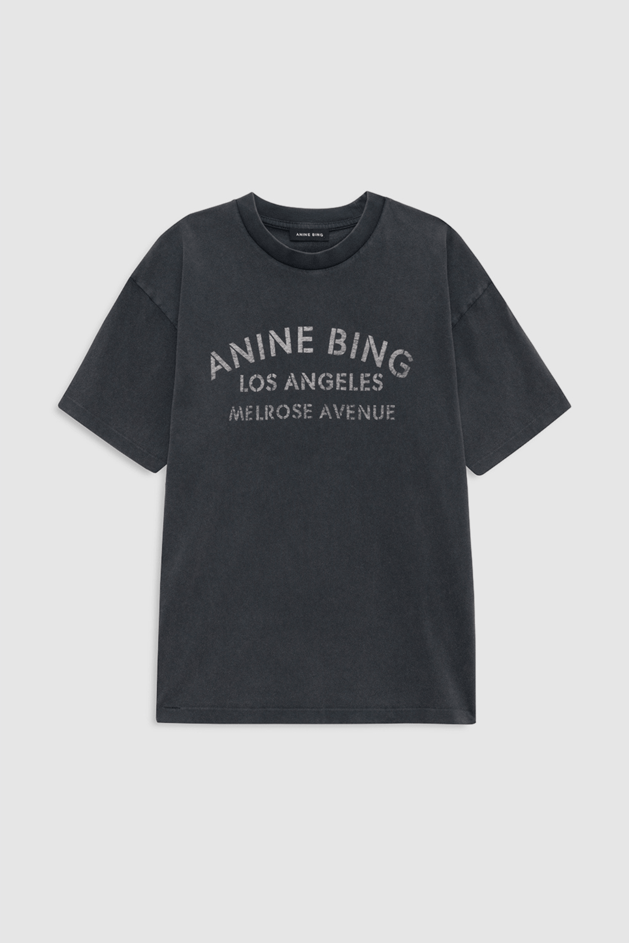 Anine Bing Cade Tee Melrose Stencil Washed Black