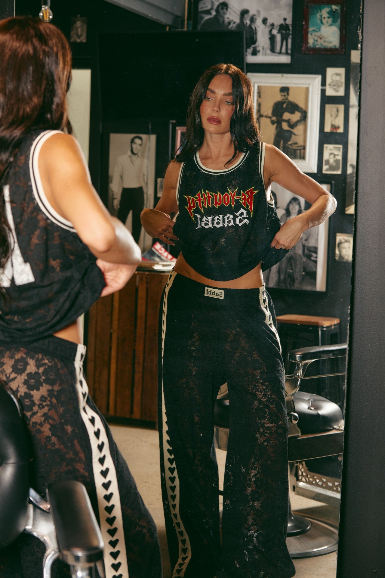 Lace Black Basketball Singlet