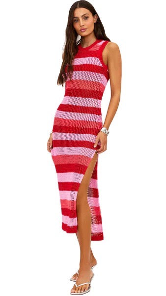Holly Rose Dress Ruby Stripe