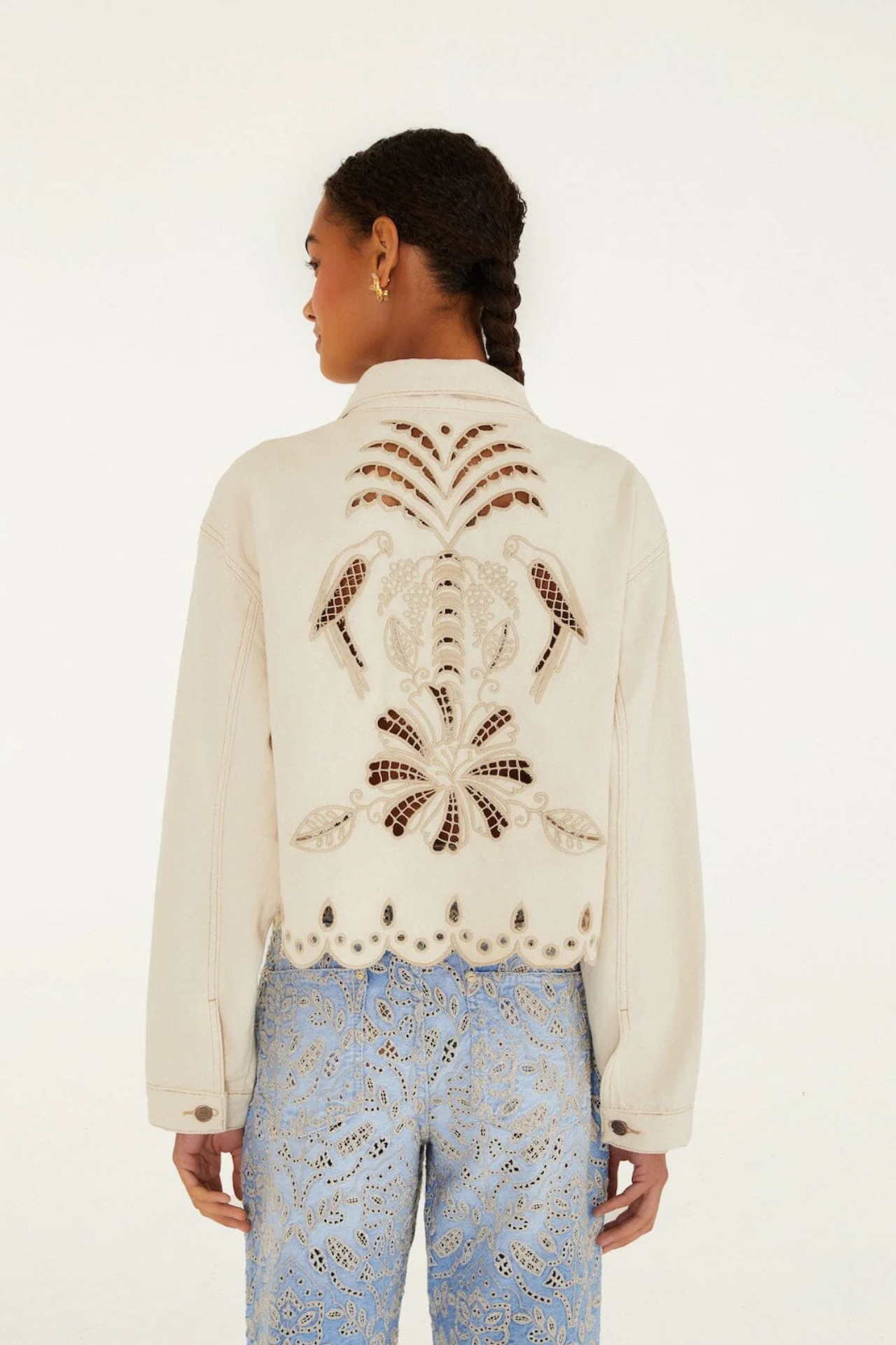 Farm Rio Canva Richelieu Jacket Off-White