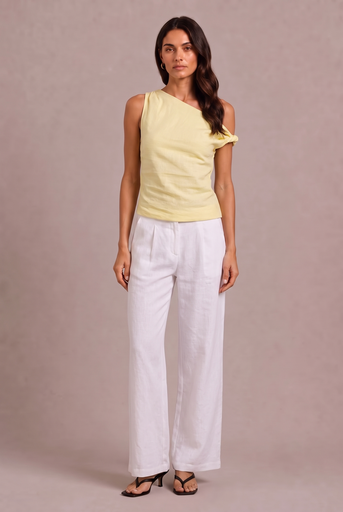 Chosen By Tuchuzy Asym Twist Linen Top Butter