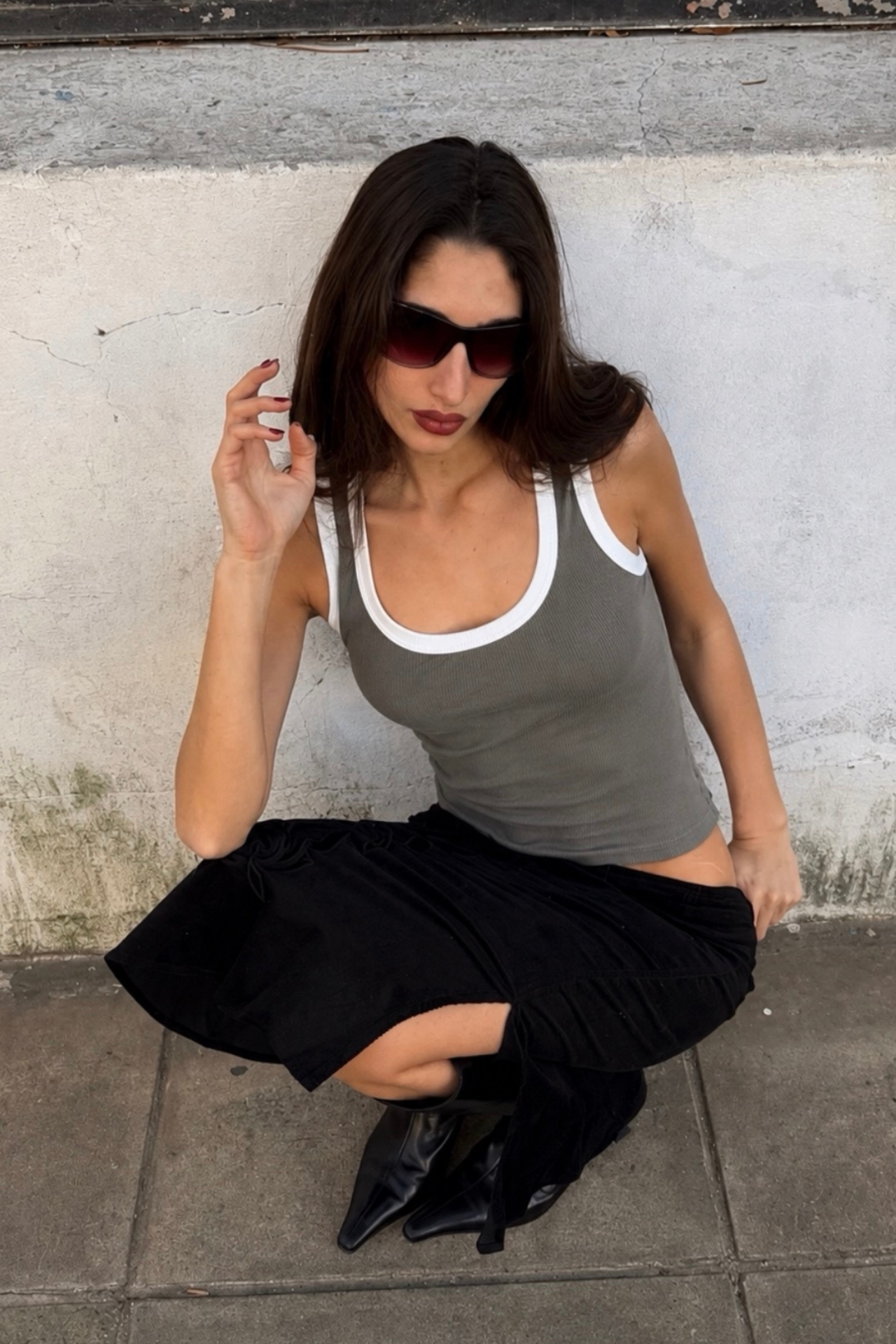 Scoop Tank Olive / White