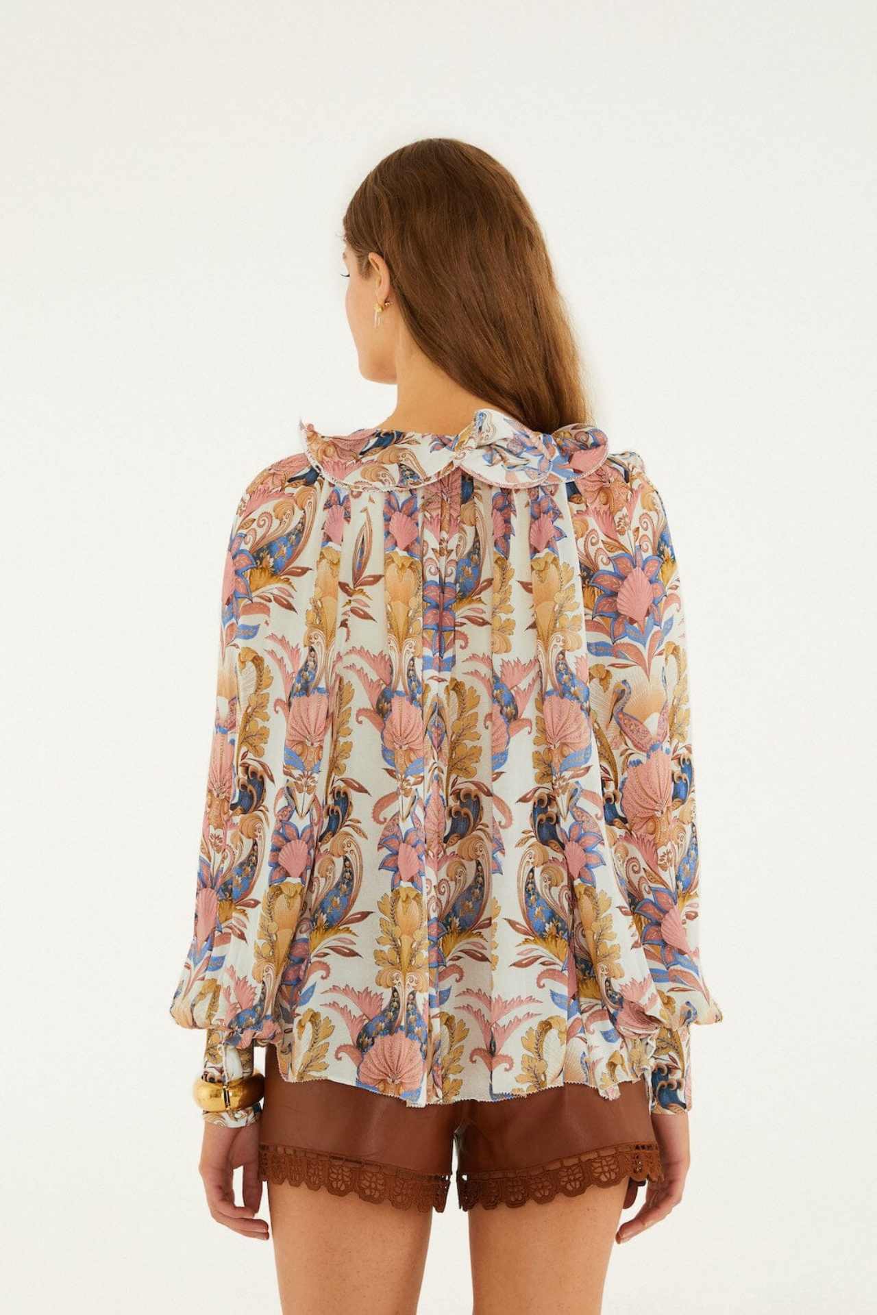 Farm Rio Sea Garden Off-White Long Sleeve Blouse