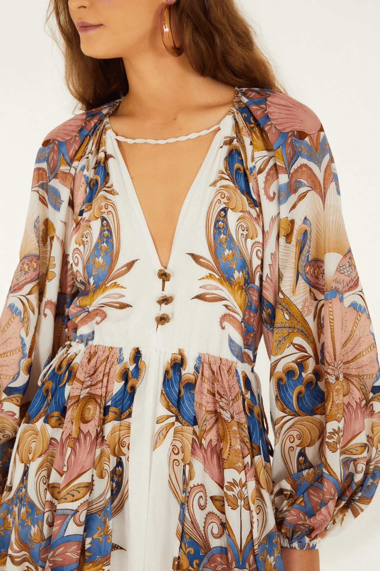 Farm Rio Sea Garden Off-White Mini Bubble Dress
