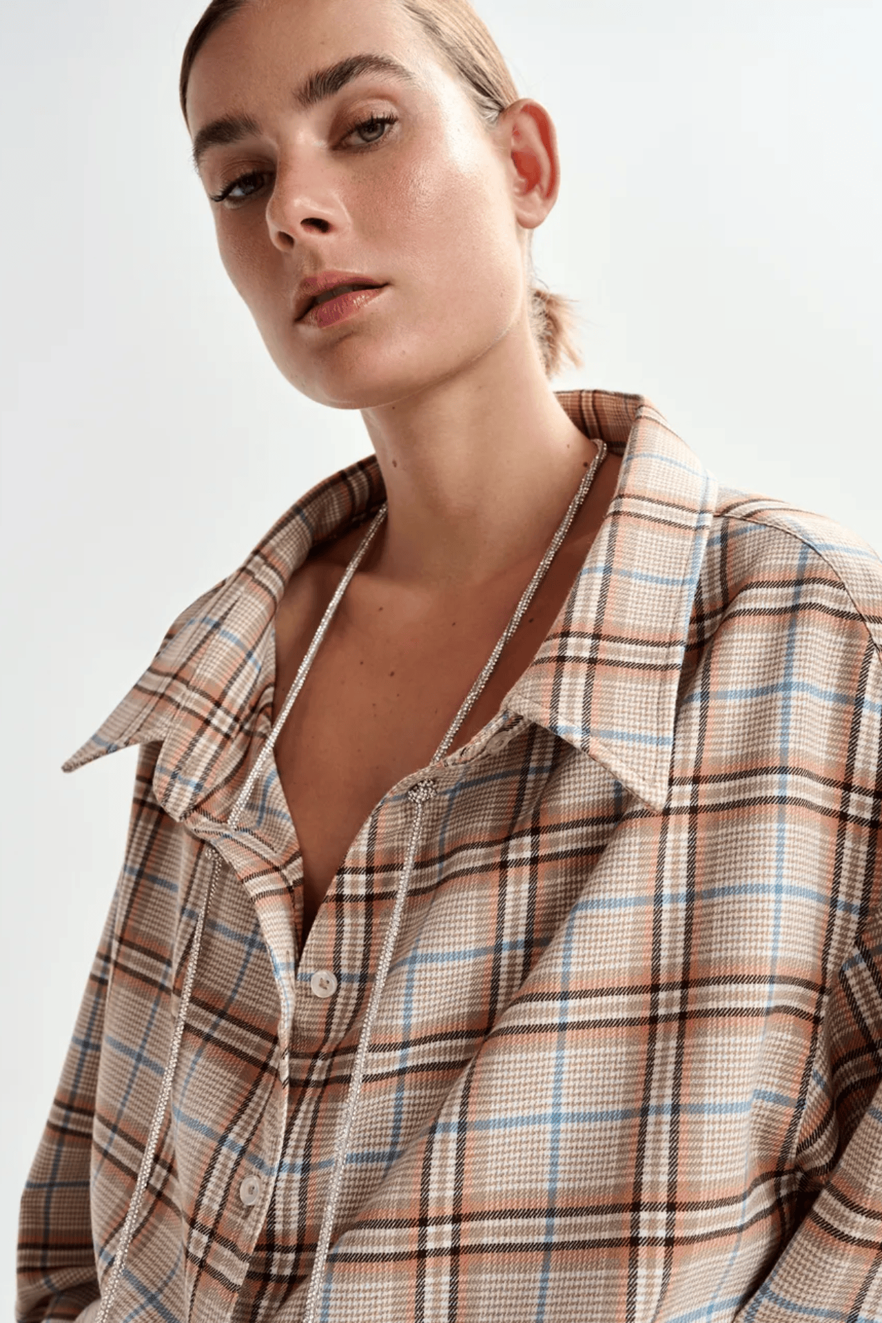 Oversized Plaid Jandrew Shirt In Beige