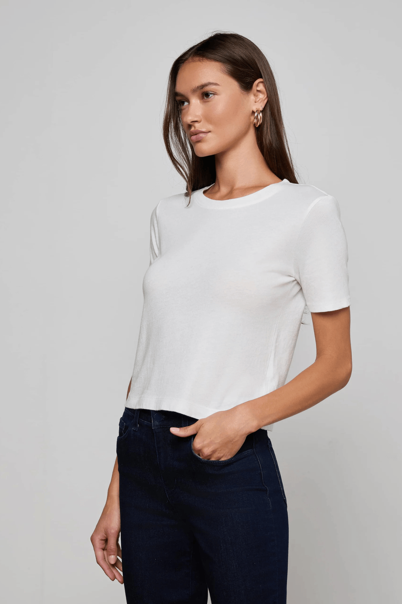 Stormy Cropped Cotton Tee White
