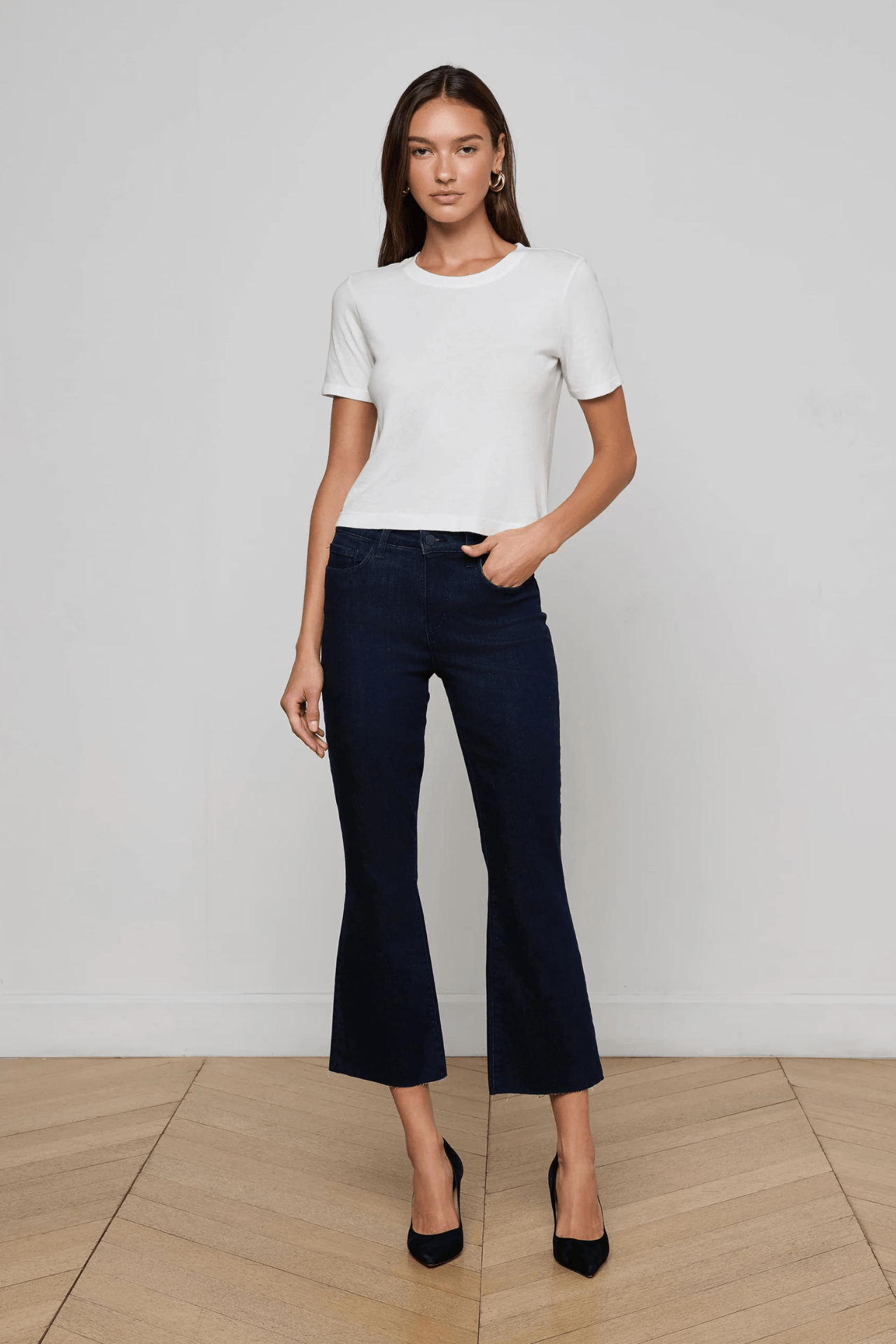 Stormy Cropped Cotton Tee White