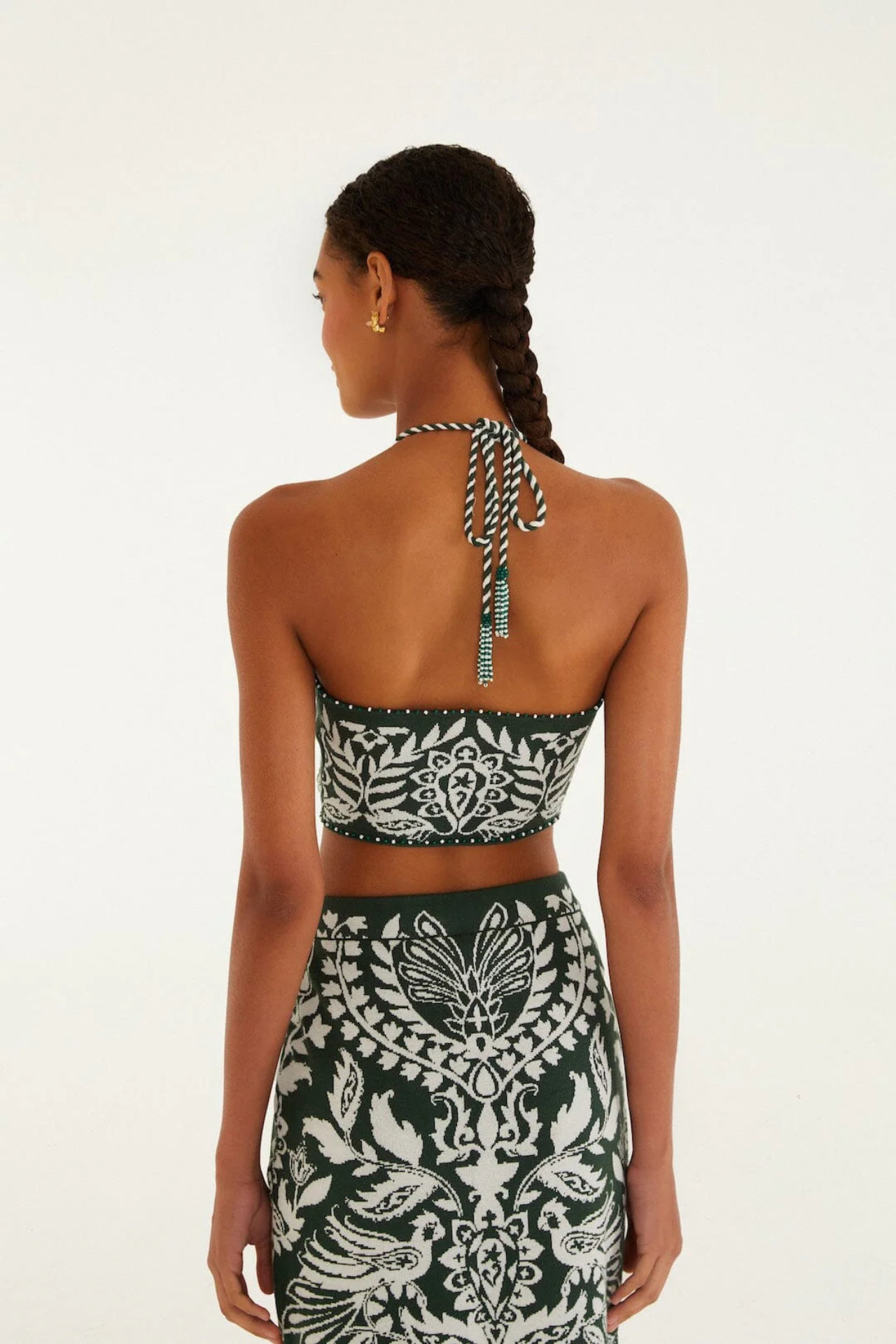 Farm Rio Miranda Knit Top Dark Green