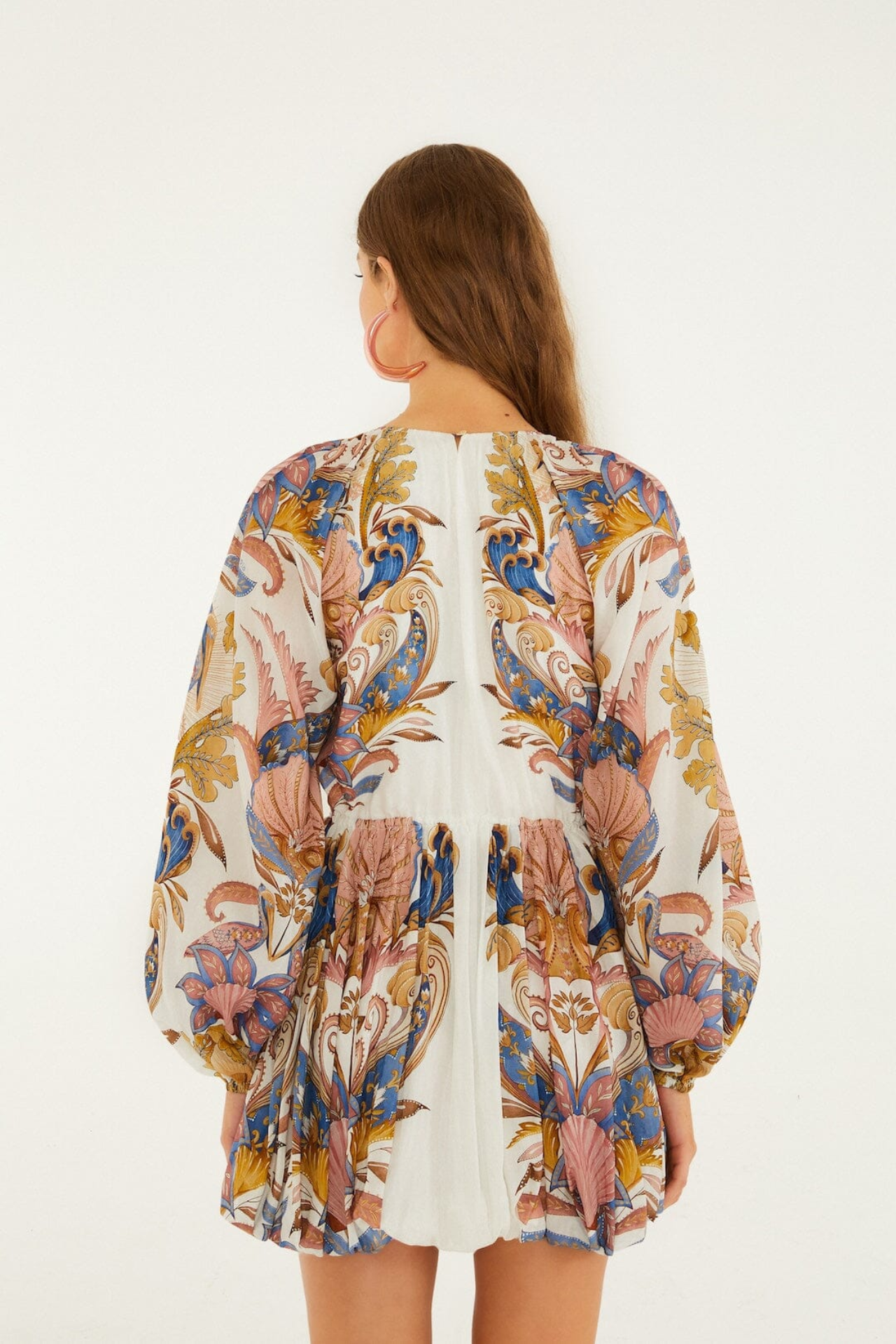 Farm Rio Sea Garden Off-White Mini Bubble Dress