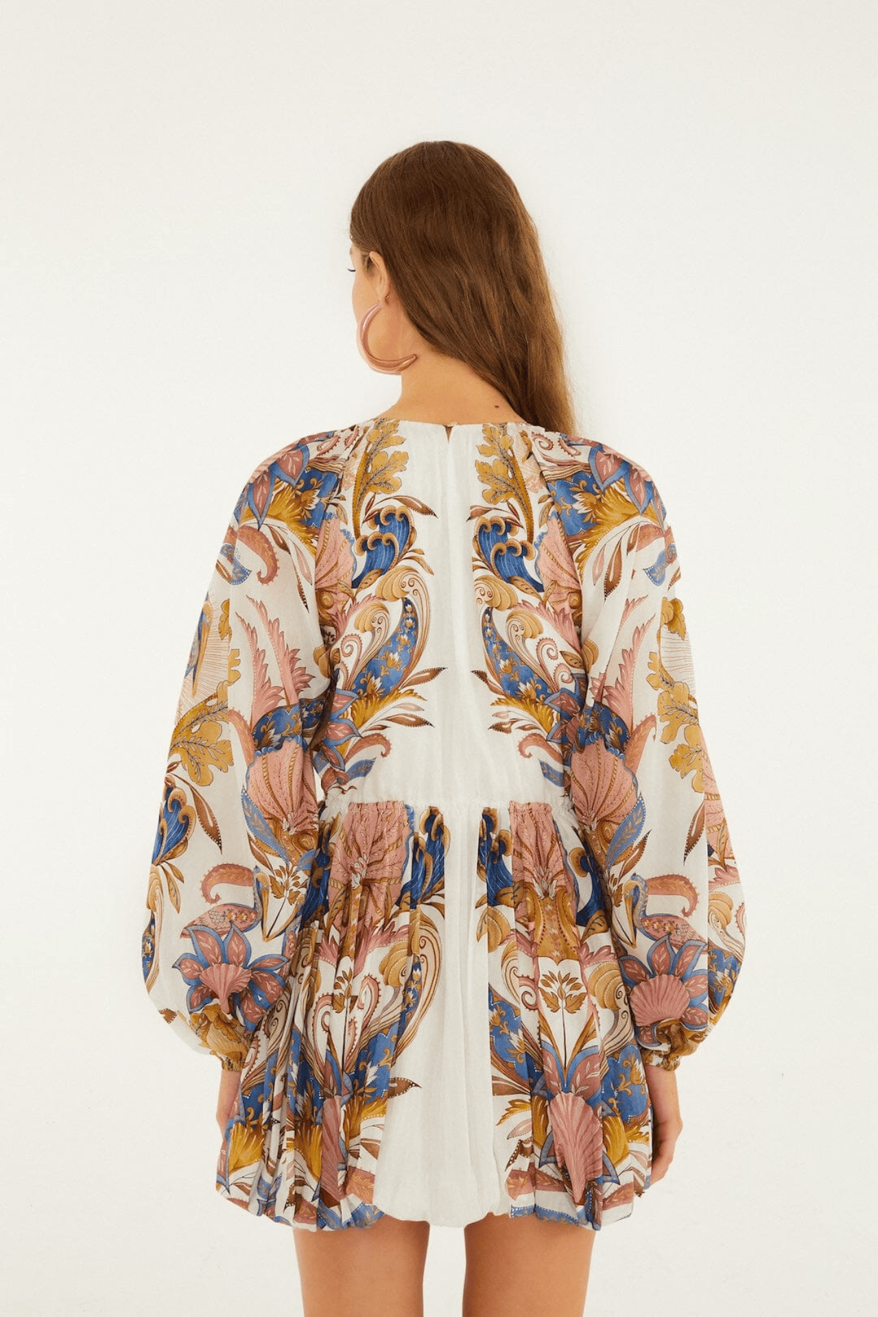 Farm Rio Sea Garden Off-White Mini Bubble Dress