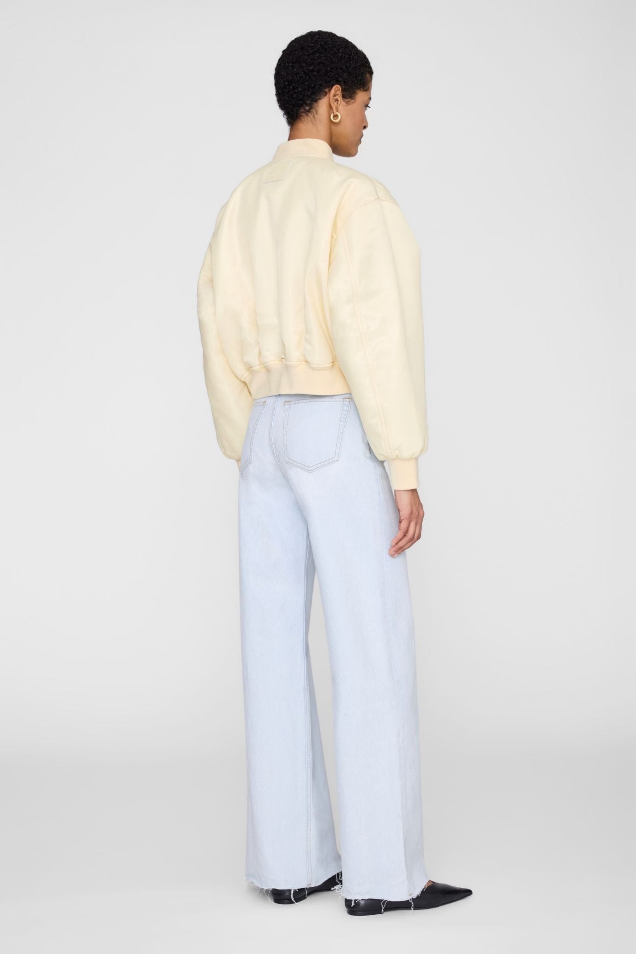Anine Bing Cropped Leon Bomber Butter Yellow