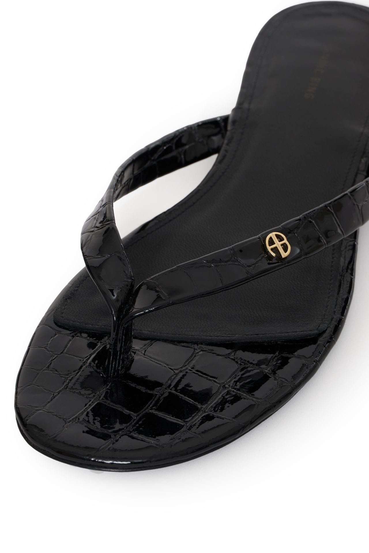 Anine Bing Noelle Thong Sandals Embossed Black