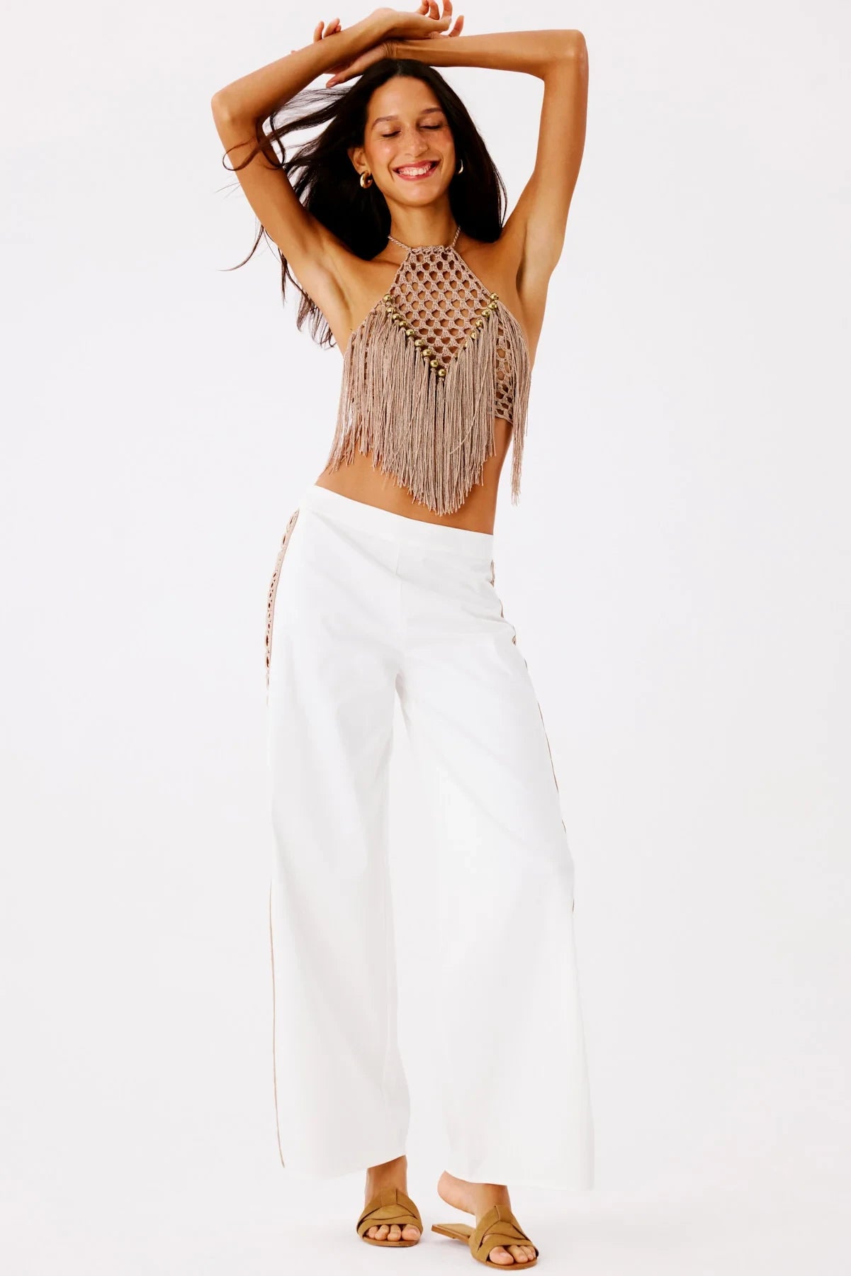 Aria Hand Crochet Halter Top Bronze