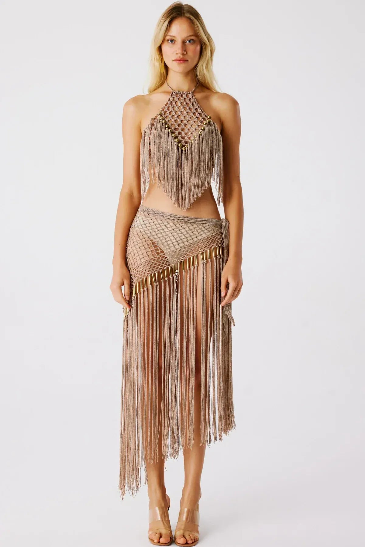 Aria Hand Crochet Halter Top Bronze