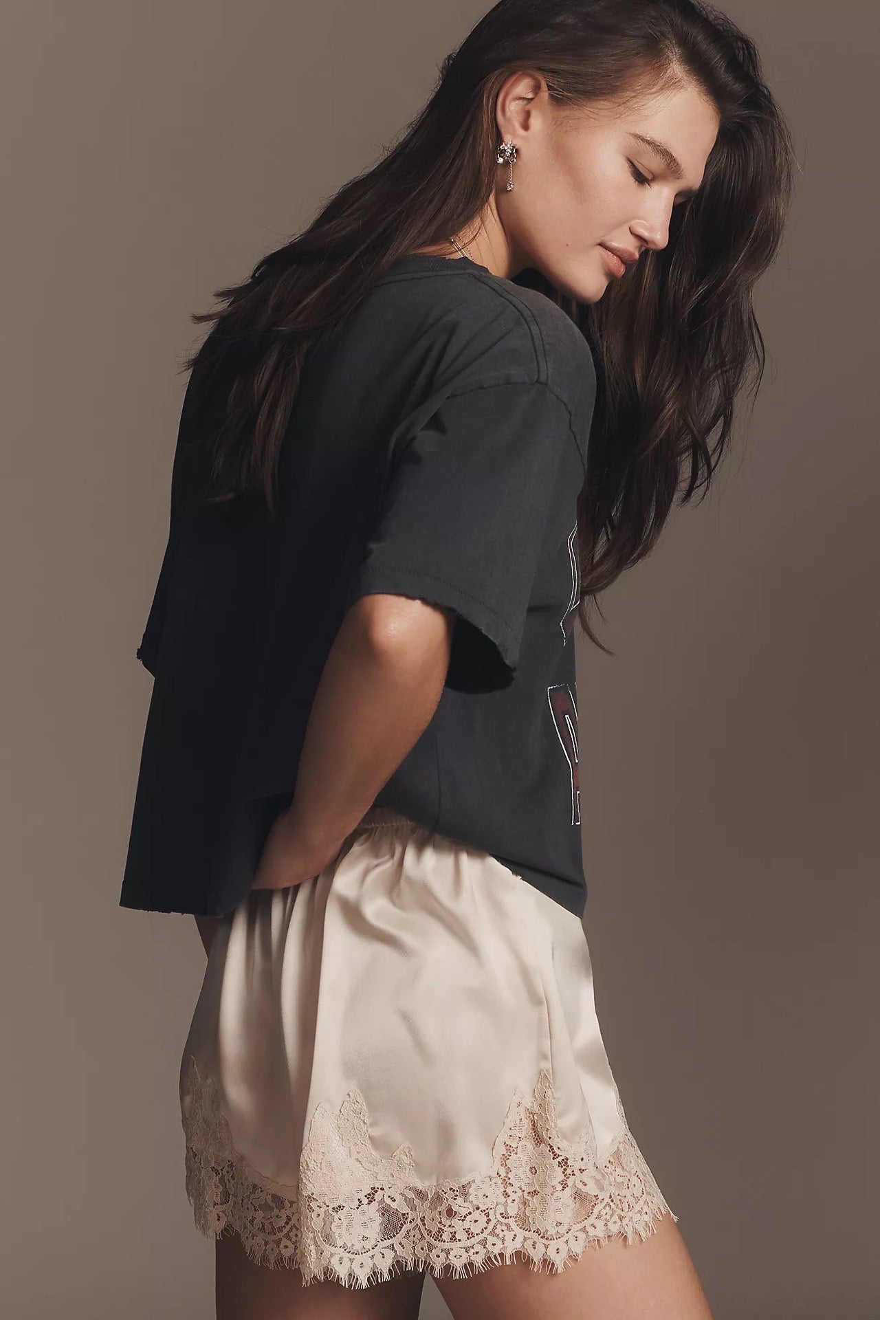 Johnny Cropped Tee Washed Black