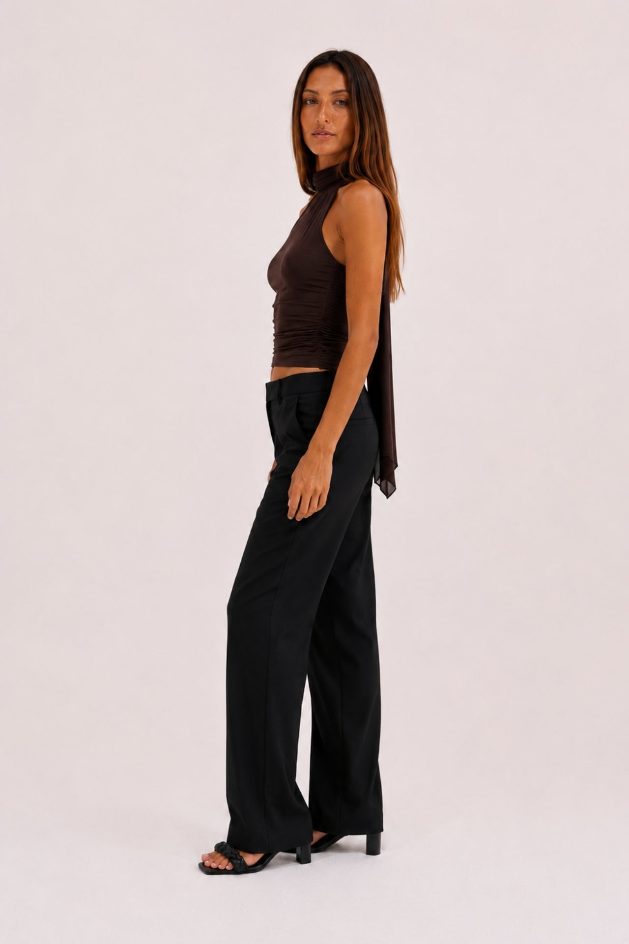 Chosen By Tuchuzy Mesh Scarf Top Coffee