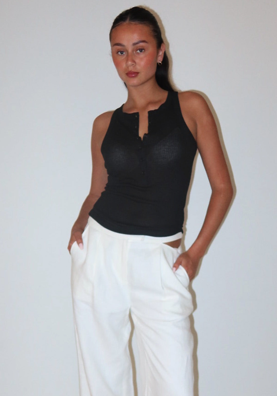 Fine Henley Classic Tank Black