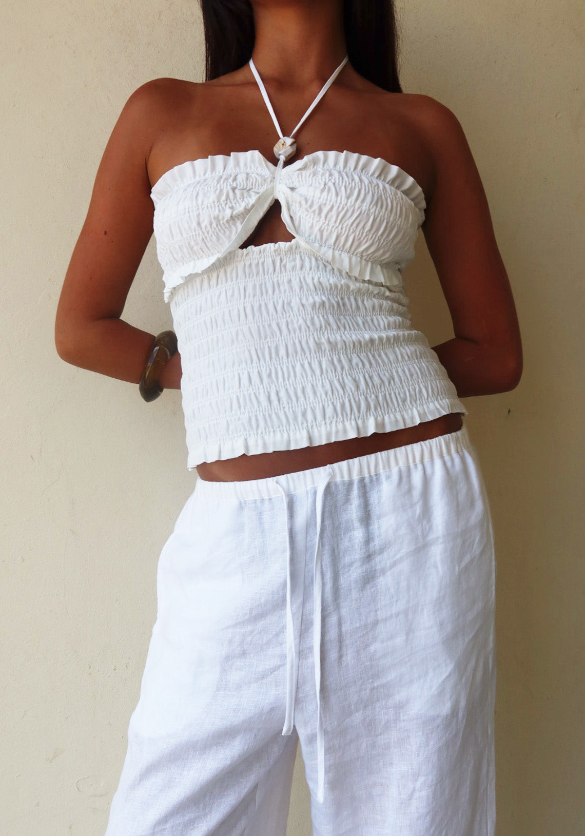 Resin Shirred Top White