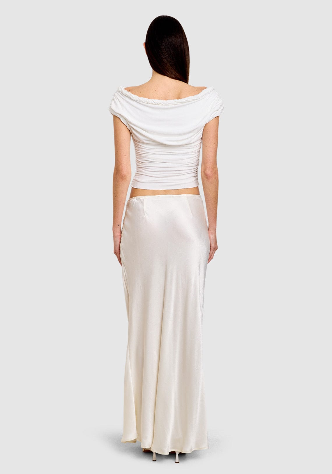 Satin Maxi Skirt Ivory