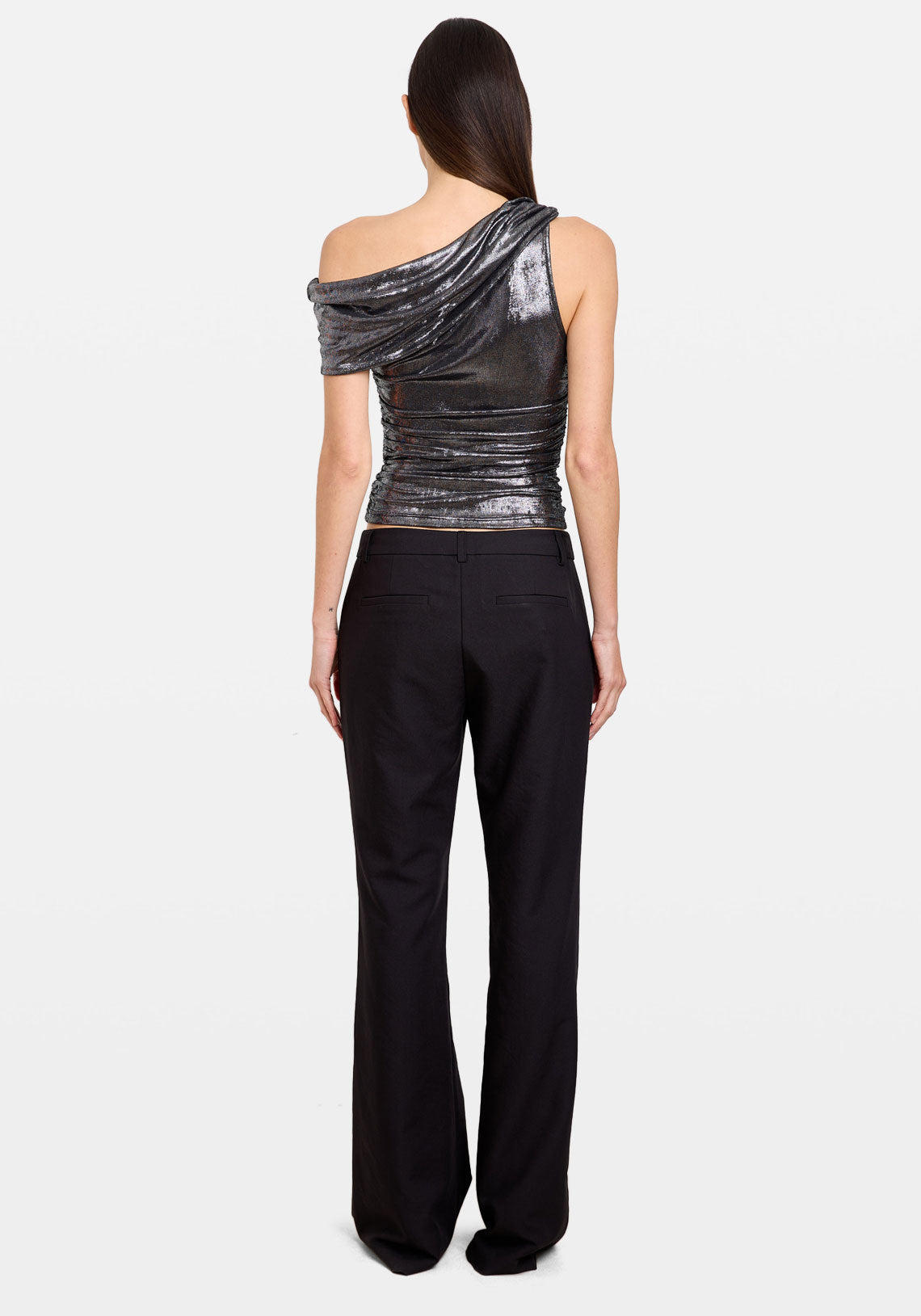 Lurex Asymm Top Gunmetal