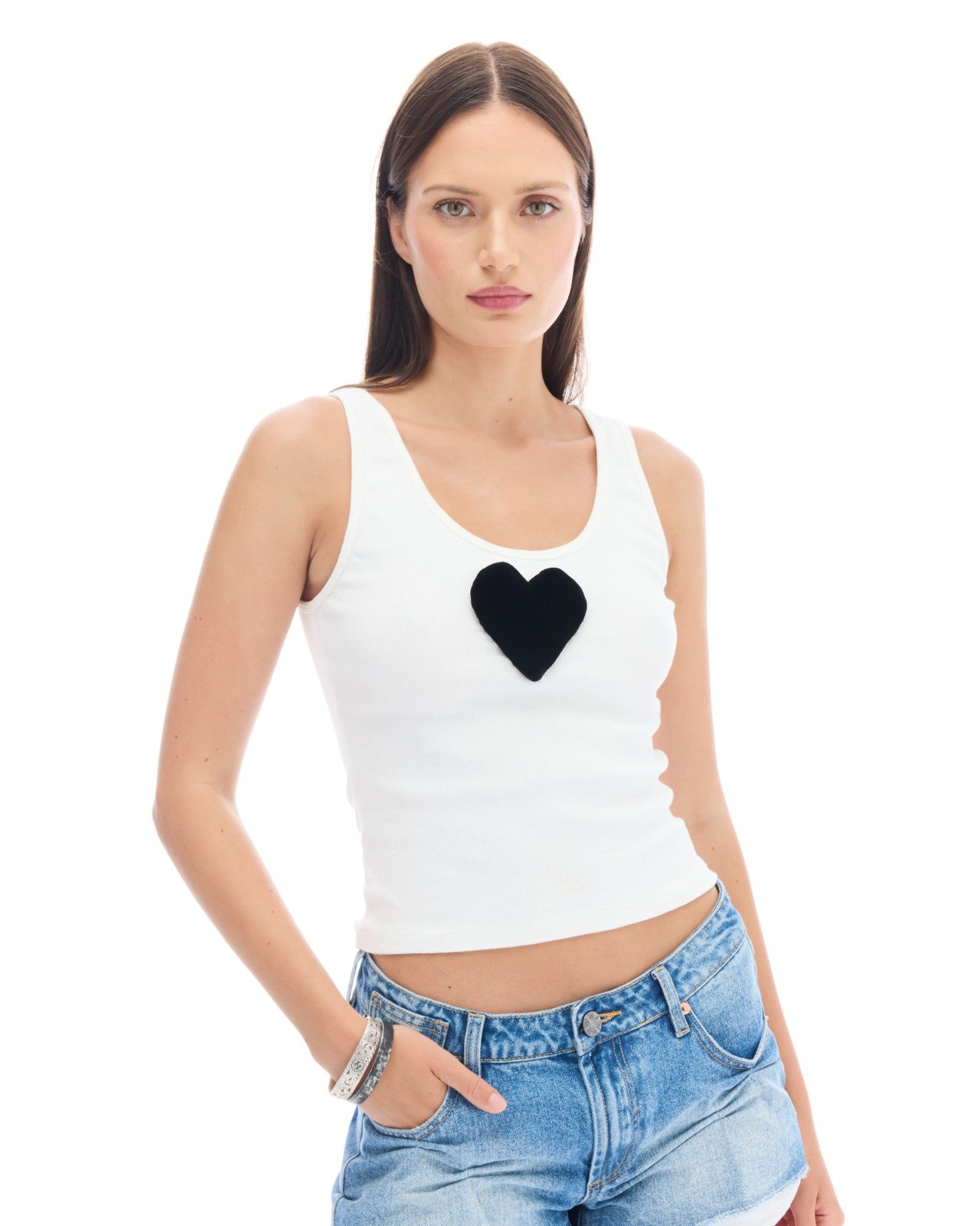 Black Velvet Silk Heart Singlet