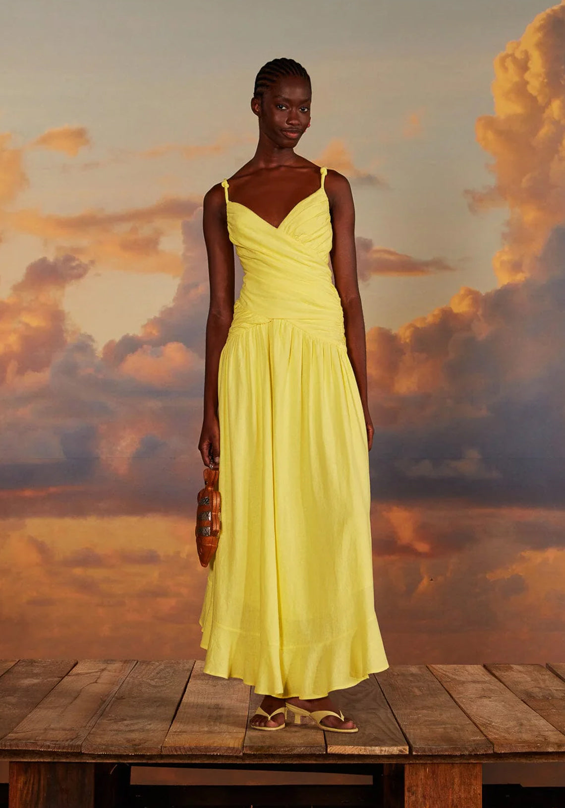 Farm Rio Yellow Cross Over Maxi Dress