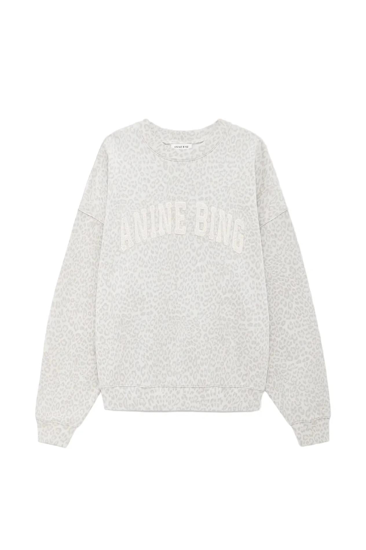 Miles Sweatshirt Washed White Leopard