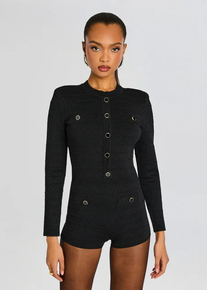 Tesni Romper Metallic Black