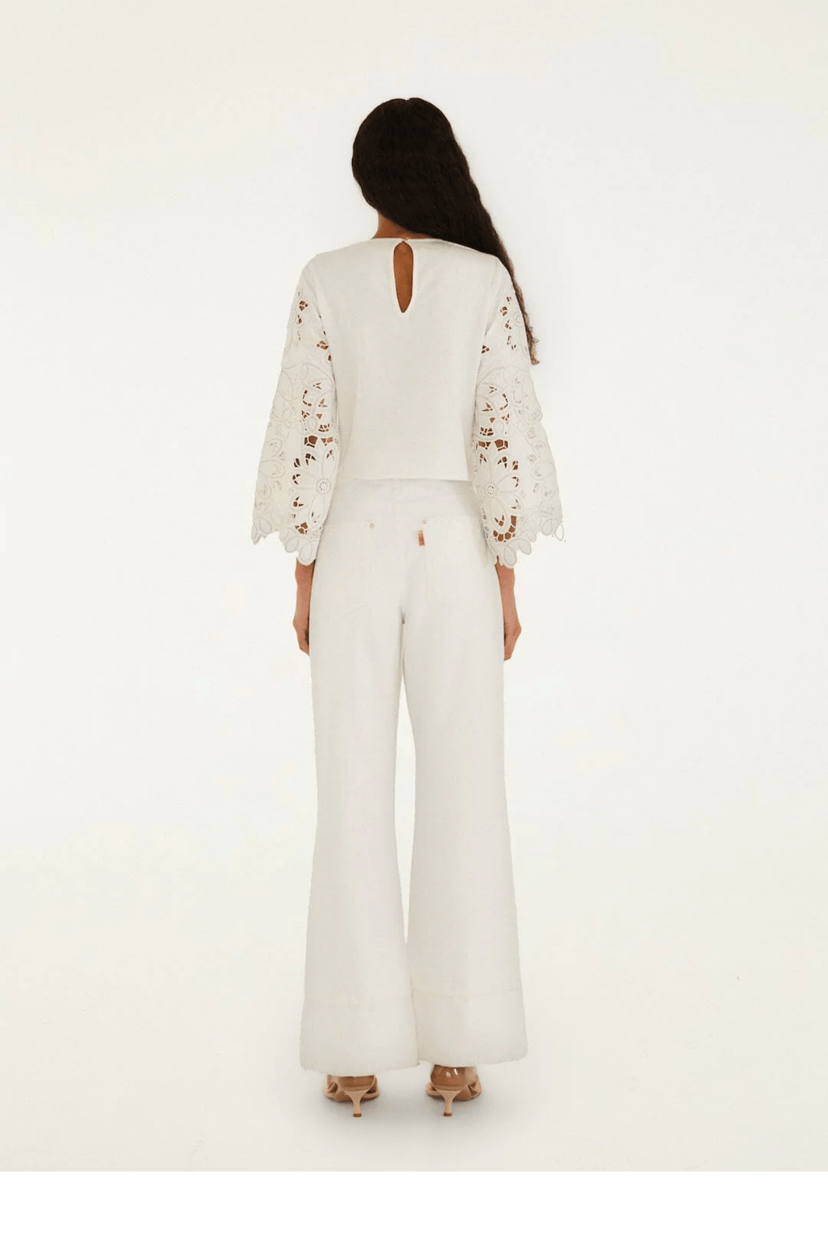 Farm Rio Twill Pants Pocket Fringe in Denim