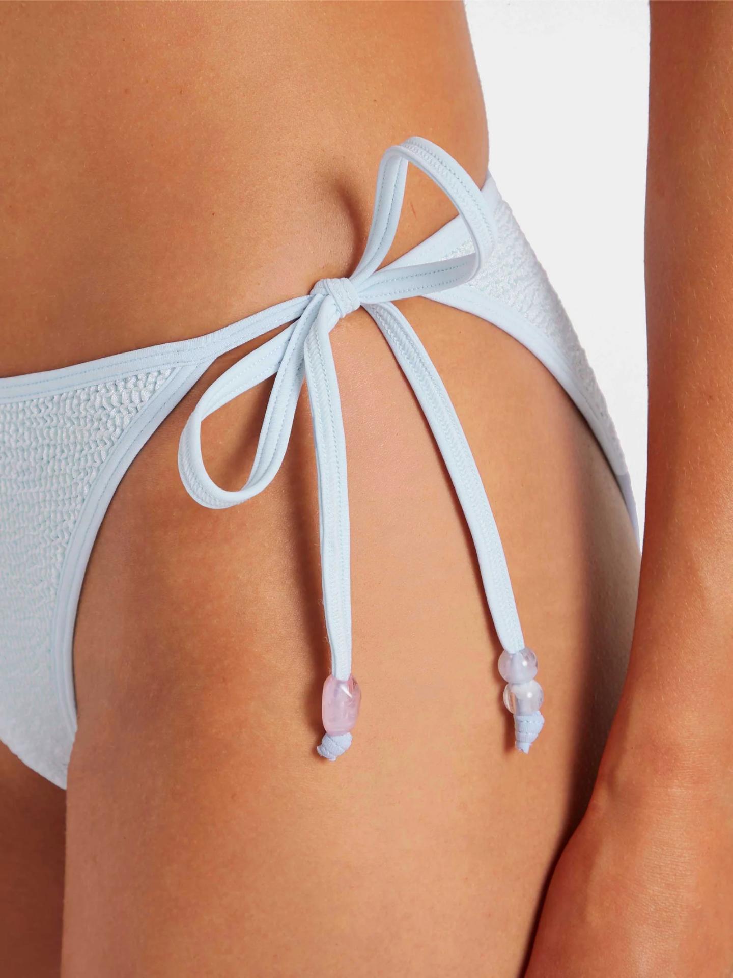 Hunza G Gina Beaded Bikini Metallic Ice Blue