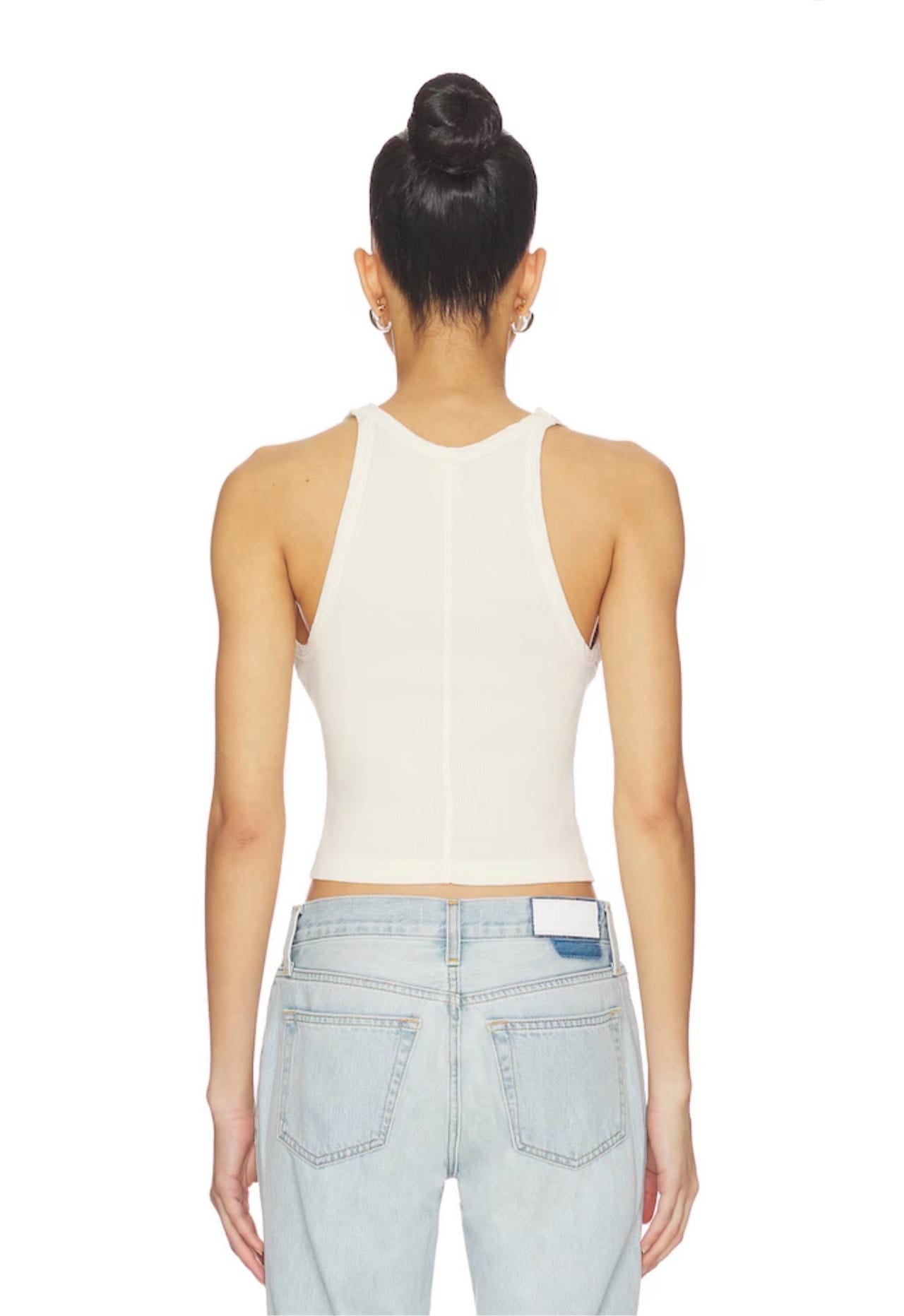 Re/done x Hanes V Cut Ribbed Tank Vintage Ivory