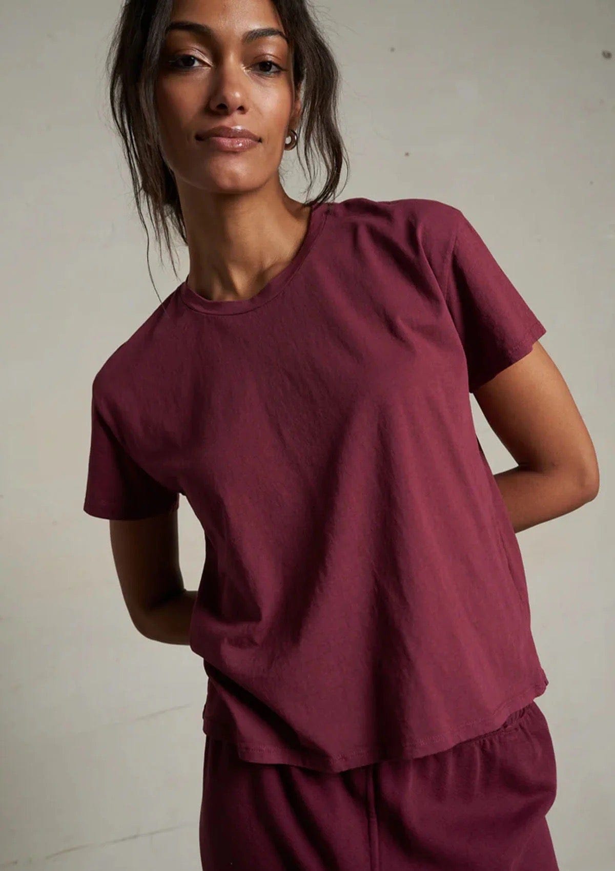 Harley Boxy Crew Tee Dark Burgundy