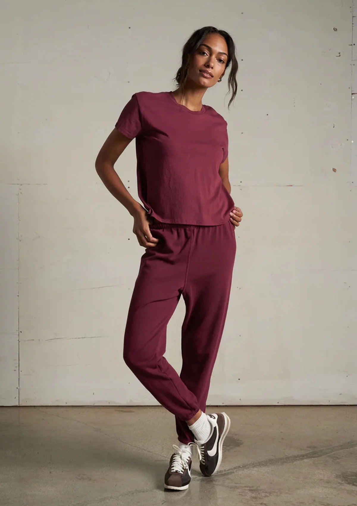 Harley Boxy Crew Tee Dark Burgundy