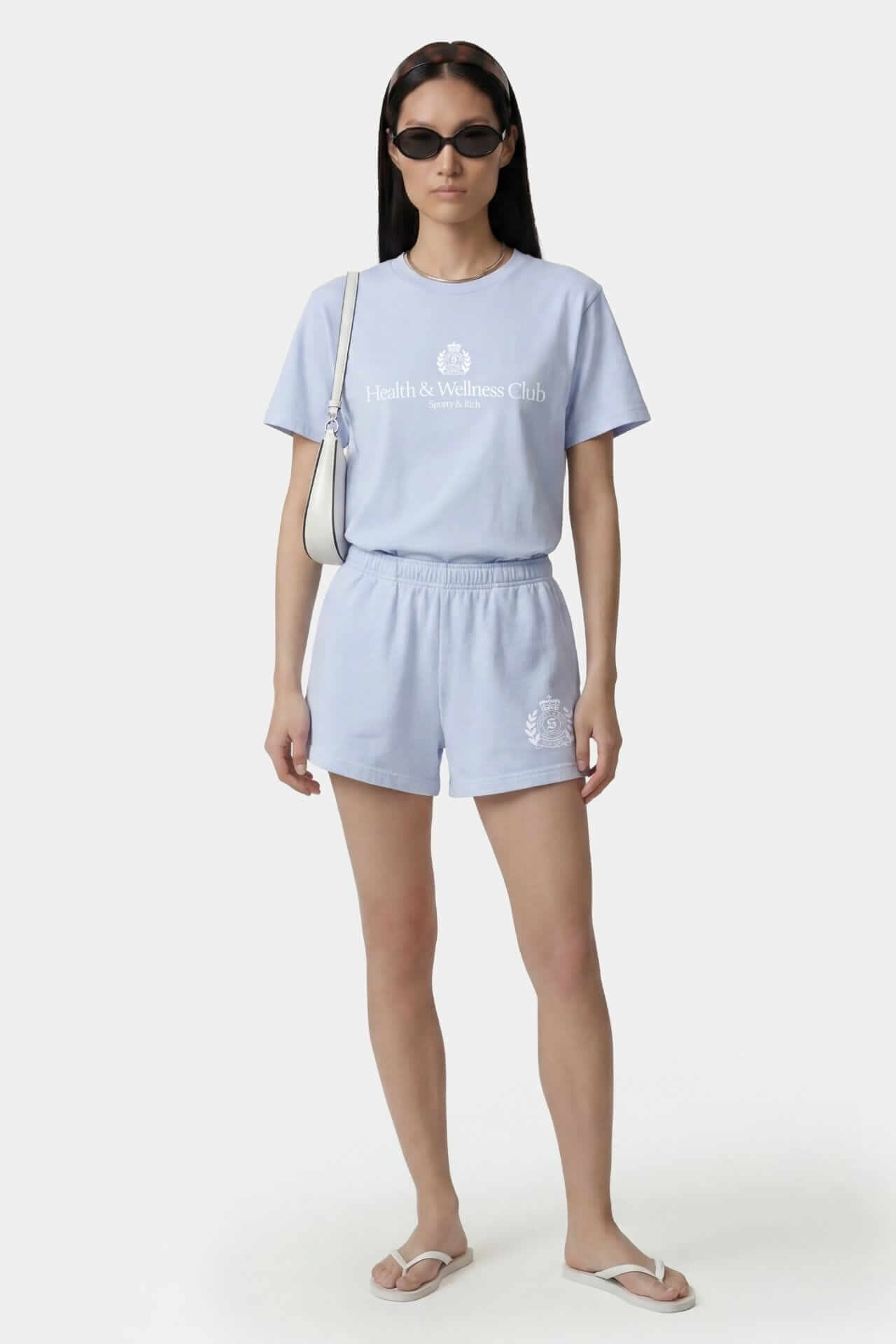Sporty & Rich NY Crest Disco Short Ciel