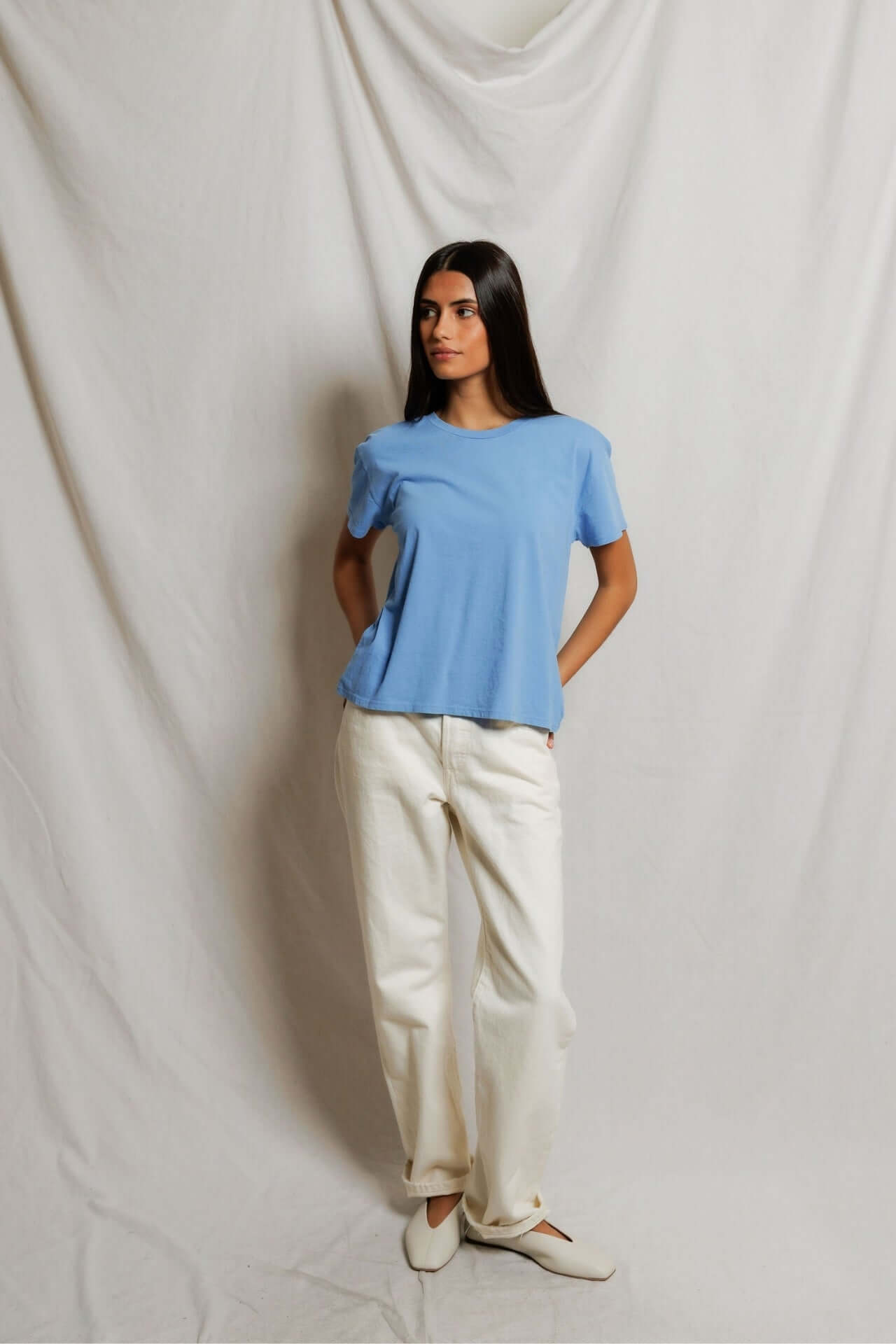 Perfectwhitetee Harley Boxy Crew Tee Pacific Blue