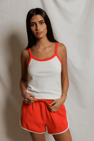 Perfectwhitetee Cherry Cotton Ringer Tank Clementine