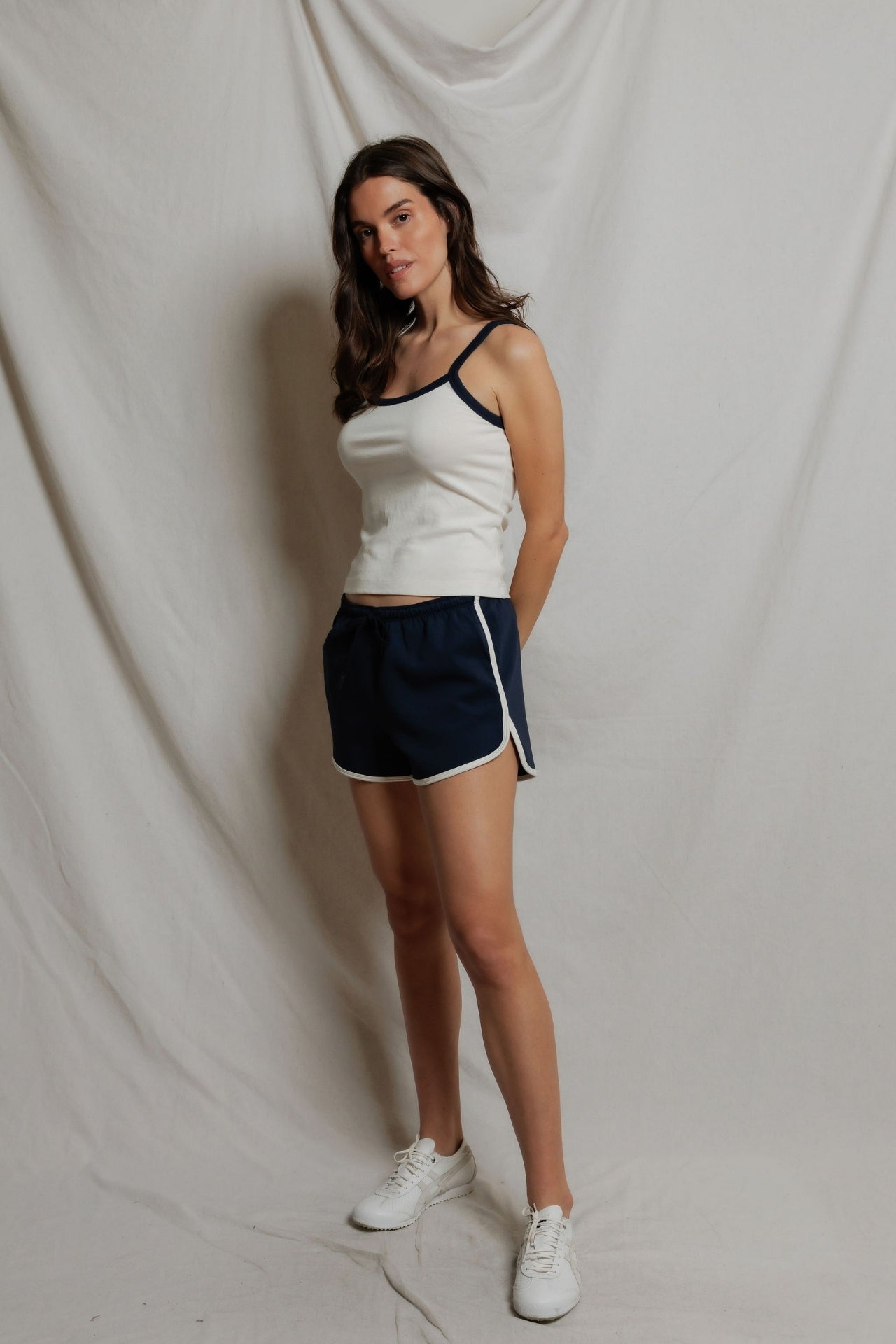 Perfectwhitetee Cherry Cotton Ringer Tank Navy