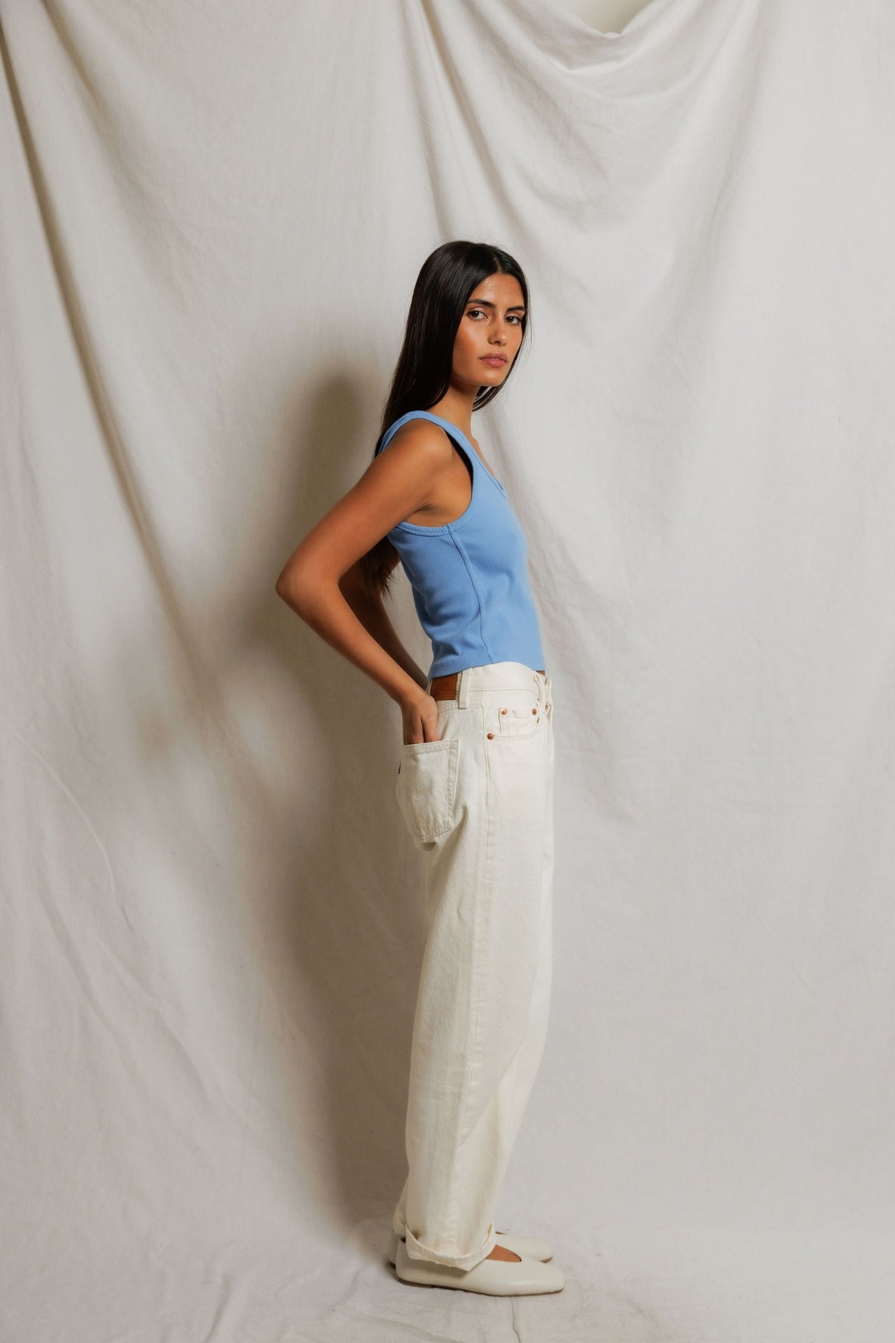 Perfectwhitetee Blondie Tank Pacific Blue