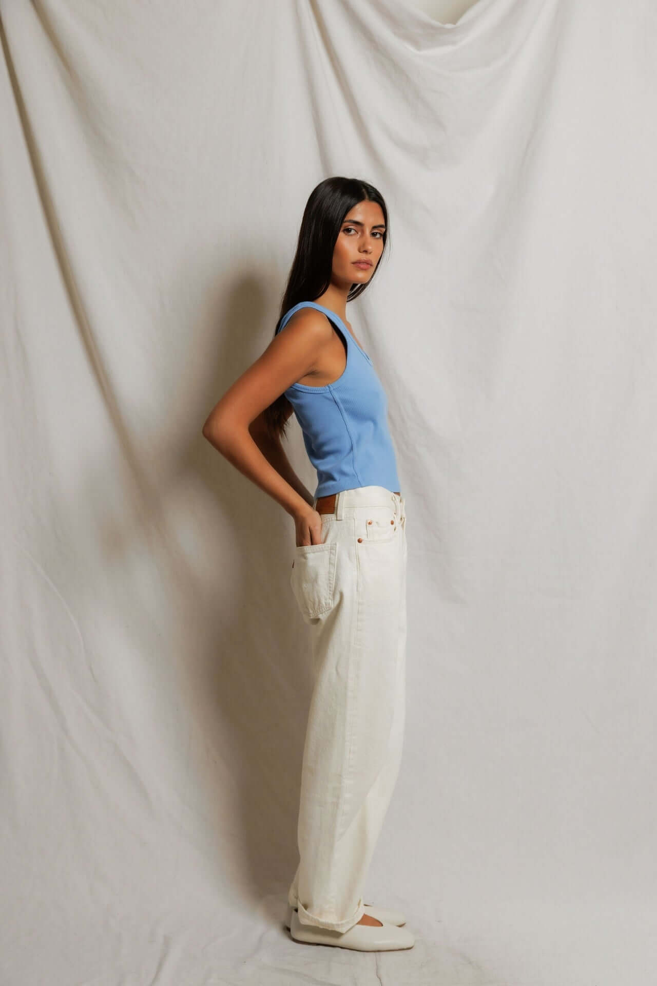 Perfectwhitetee Blondie Tank Pacific Blue