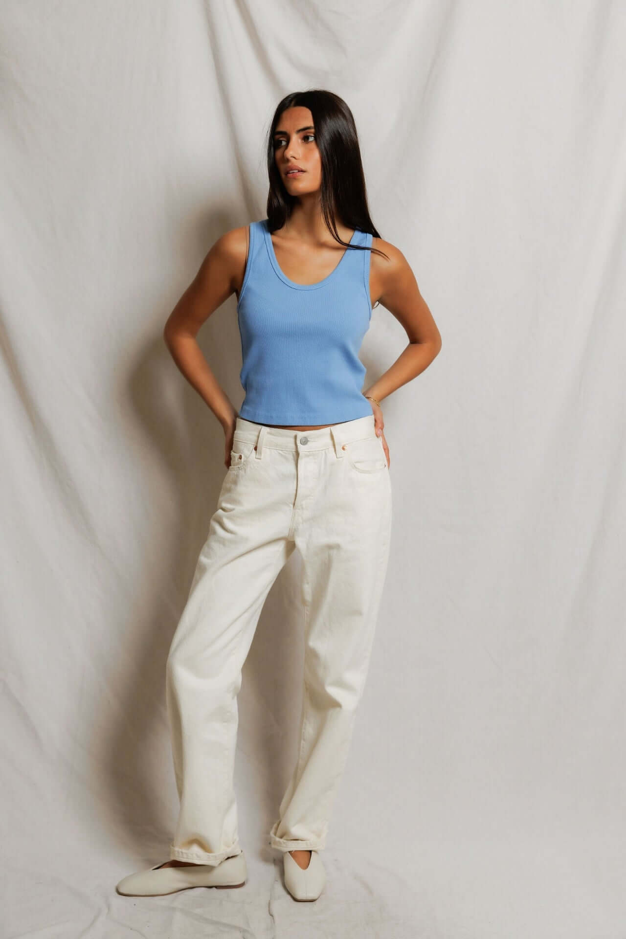 Perfectwhitetee Blondie Tank Pacific Blue